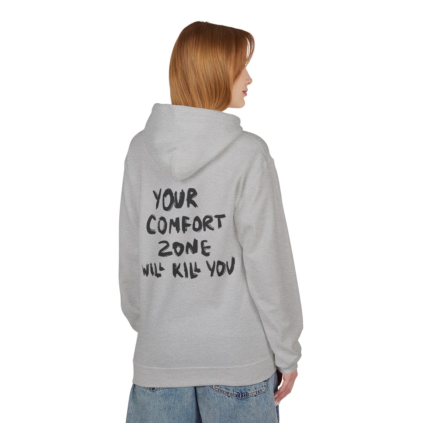 Comfort Zone Hoodie - Inspirational Quote Sweater, Motivational Gift, Cozy Fleece, Unisex Apparel for Everyday Wear, Perfect for [...] Printify