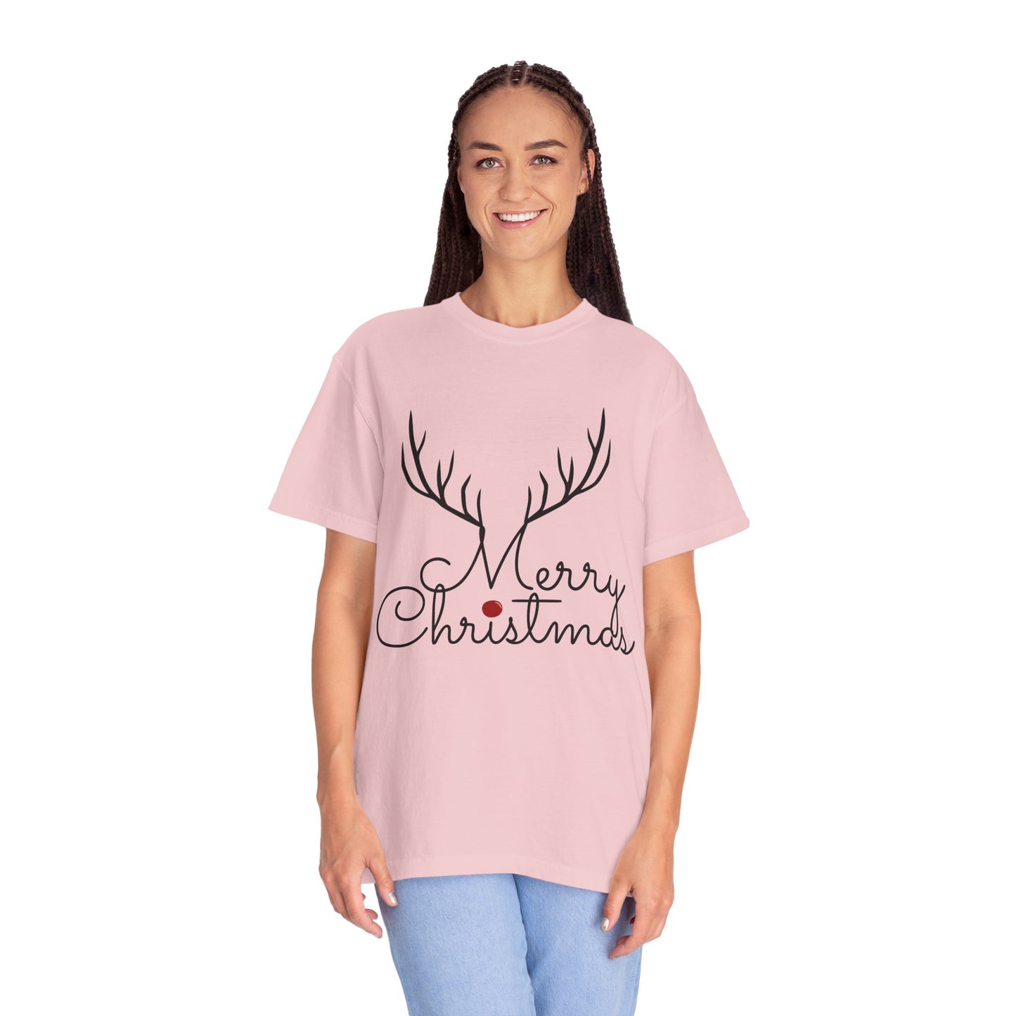 Merry Christmas Reindeer Antlers T-Shirt Printify