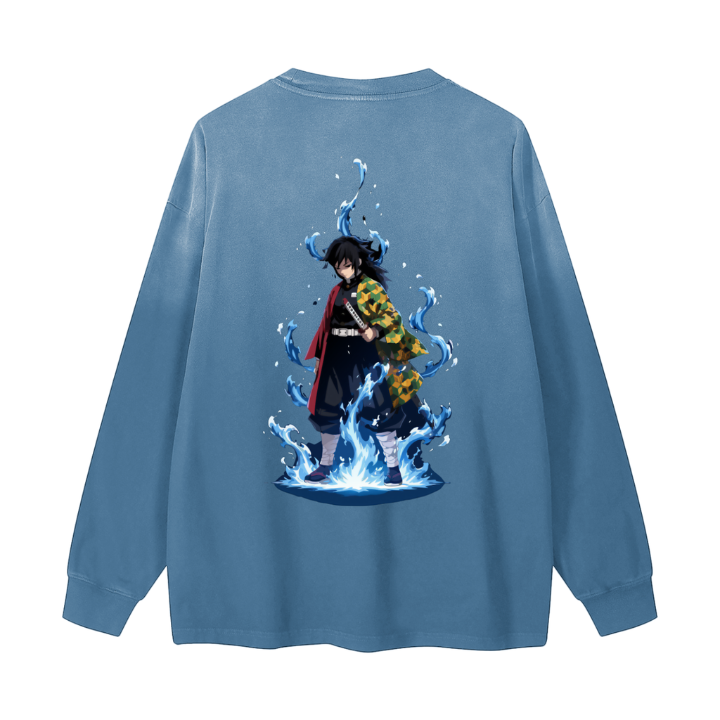 Giyu Tomioka | Demon Slayer | Gradient Washed Long Sleeve T-Shirt ODMPOD