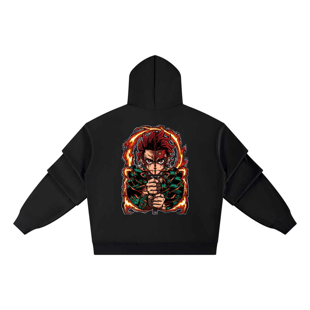Kamado Tanjiro | Demon Slayer | Unisex Heavyweight Ruched Sleeves Hoodie ODMPOD