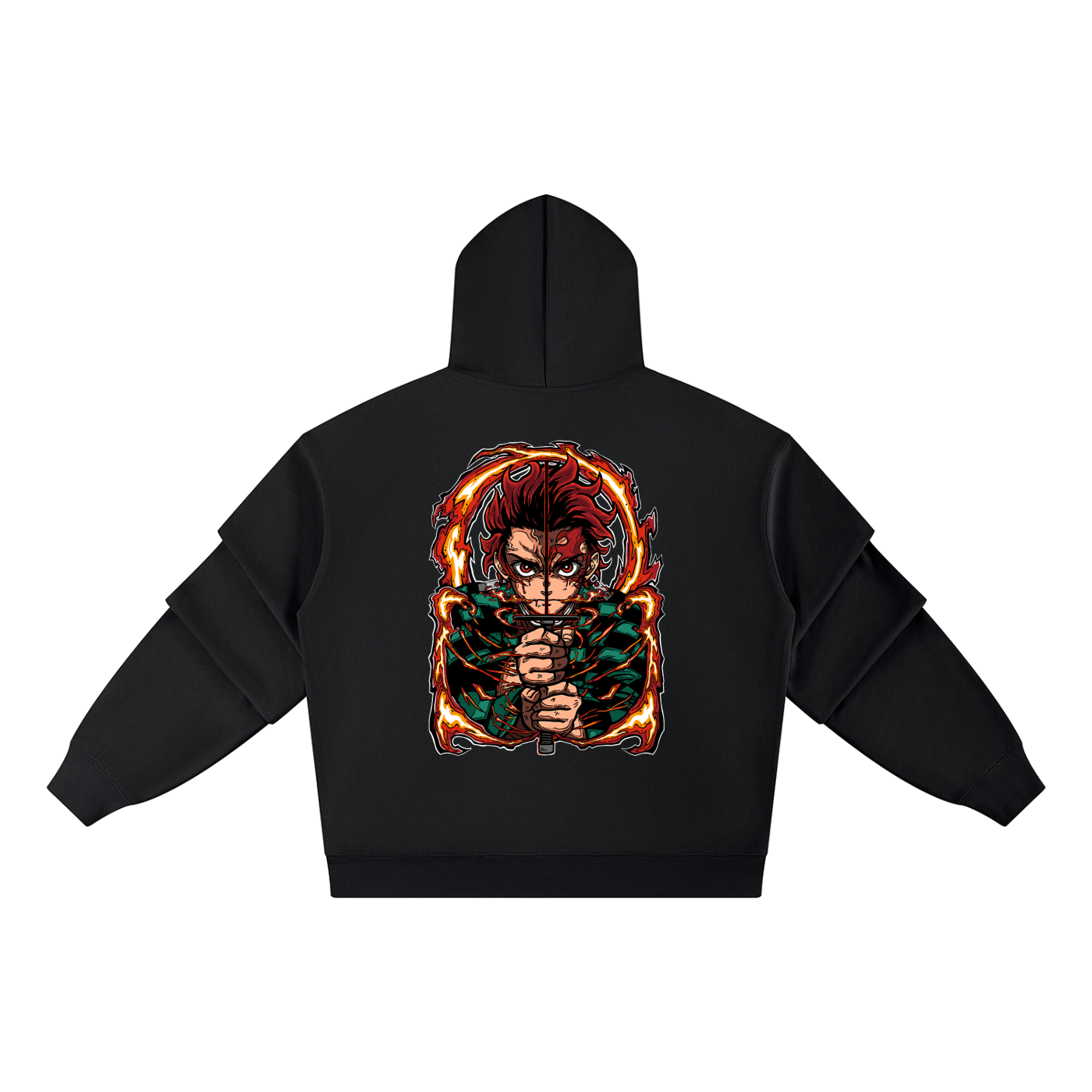 Kamado Tanjiro | Demon Slayer | Unisex Heavyweight Ruched Sleeves Hoodie ODMPOD