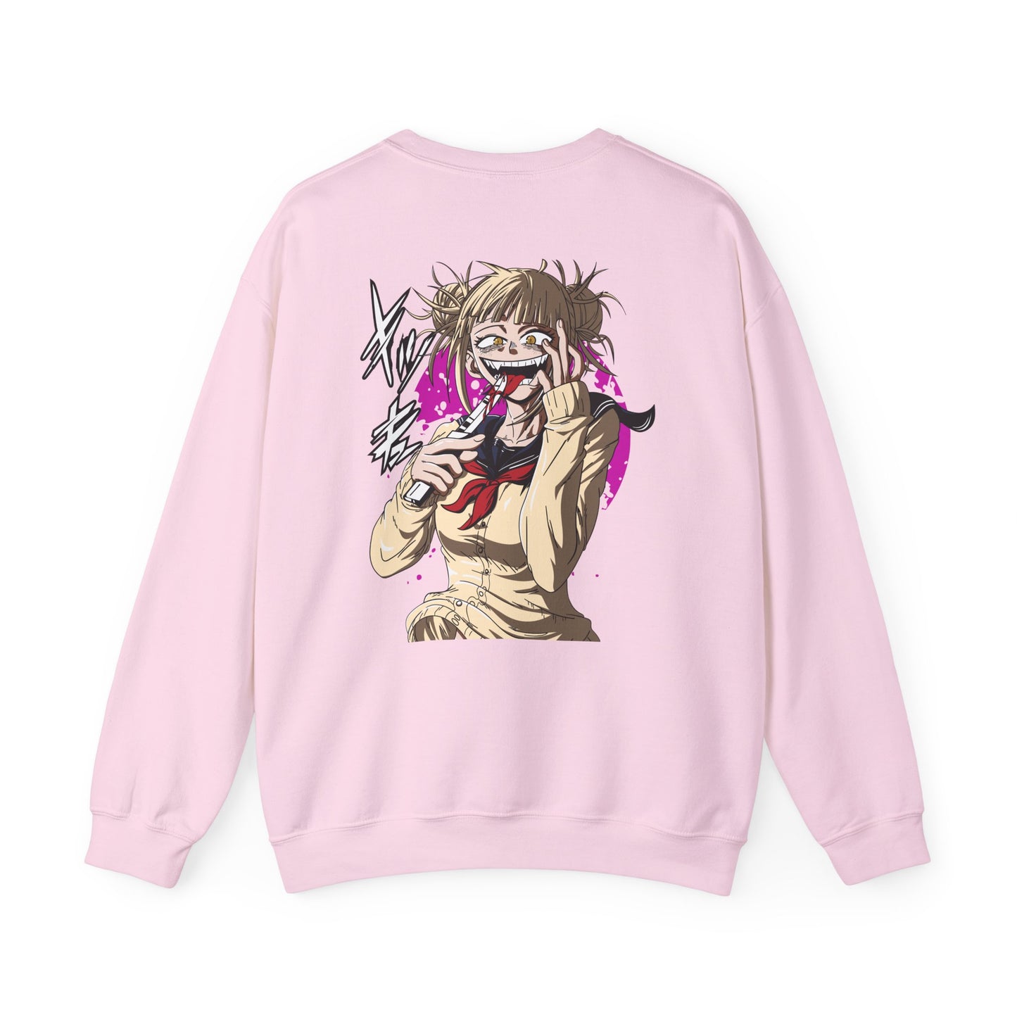 Anime Graphic Crewneck Sweatshirt — Toga Himiko Illustration & Japanese Logo