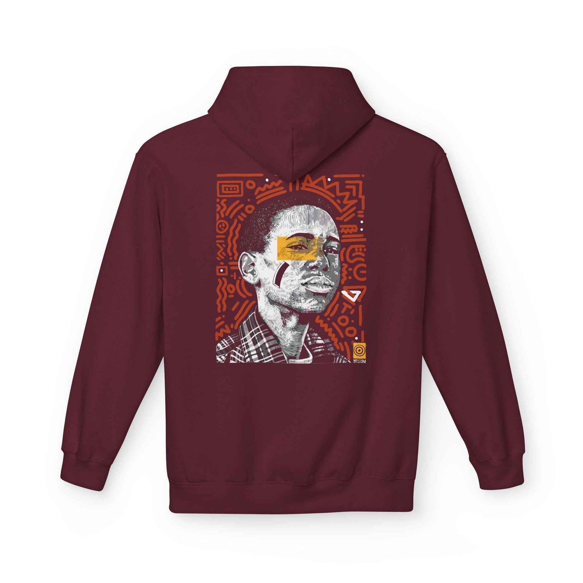 Artistic Fleece Hoodie with Unique Graphic Print for Comfort, Casual Wear, Gift for Art Lovers, Unisex Hip Hop Style