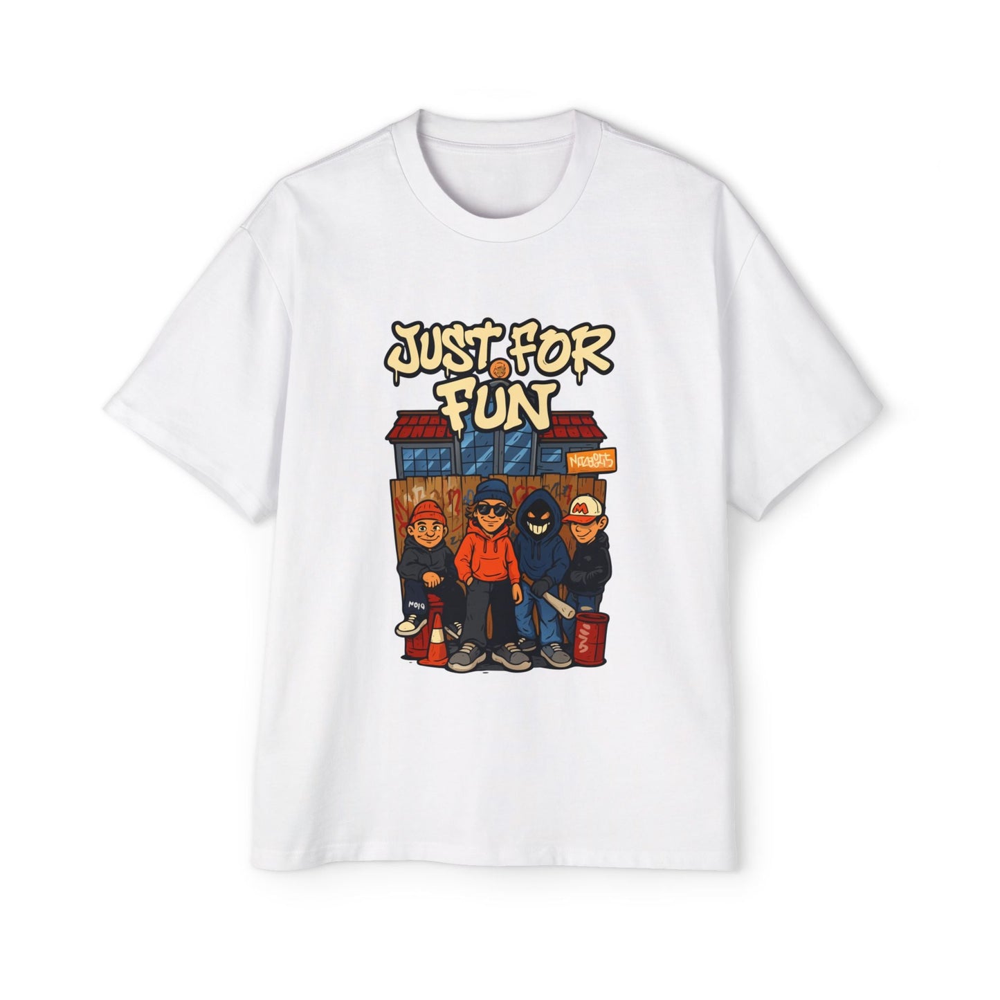 Just for Fun Oversized Tee, Men's Casual Shirt, Streetwear Fashion, Relaxed Fit Top, Gift for Him, Weekend Wear - Maklenn