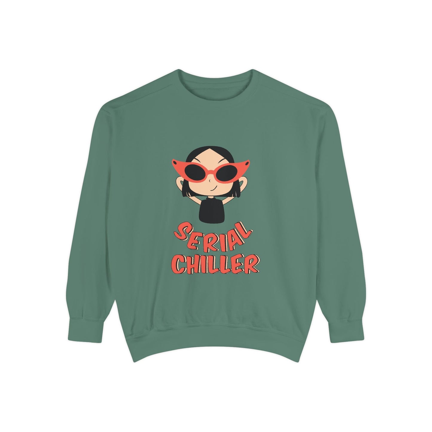 Serial Chiller Unisex Garment-Dyed Sweatshirt, Cozy Casual Wear, Gift for Relaxed Vibes, Cute Lounge Sweatshirt, Streetwear Style, [...] Printify