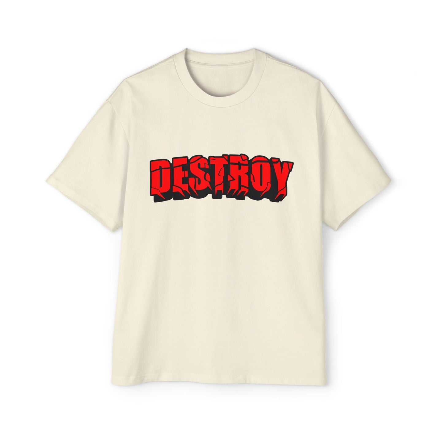 Men's Oversized Graphic Tee - DESTROY, Casual Streetwear, Unisex Fashion, Trendy Men's Shirt, Gift for Him, Everyday Wear - Maklenn