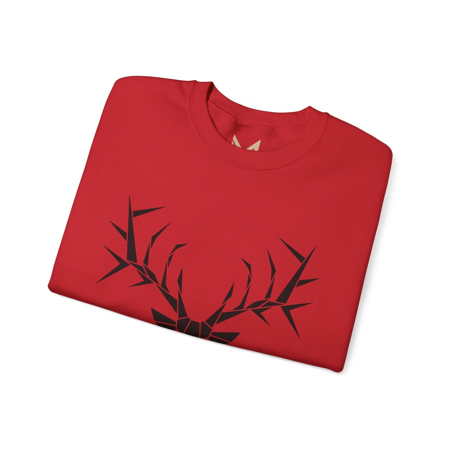 Geometric Stag Crewneck Sweatshirt — Minimal Black Deer Graphic Printify