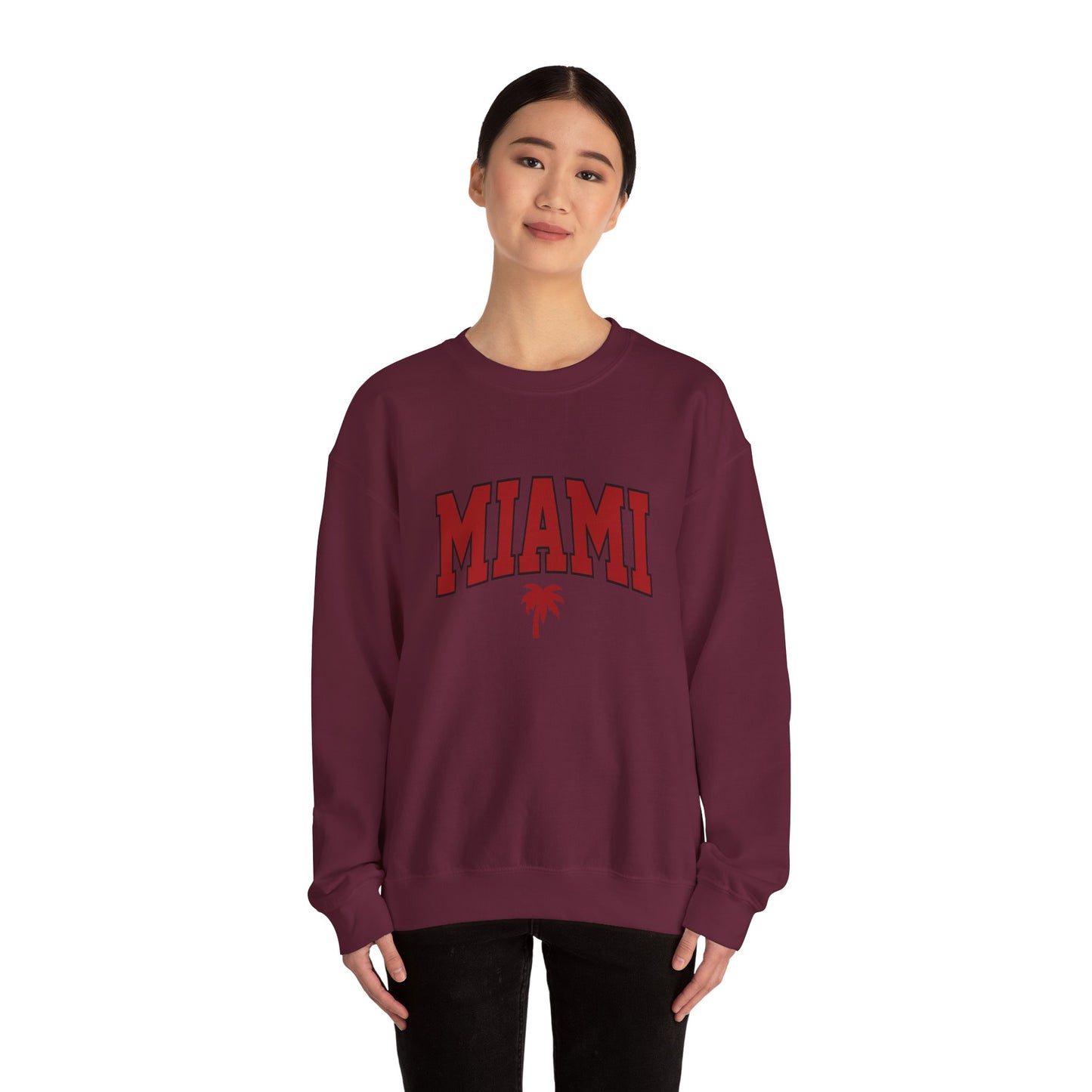 Miami Graphic Crewneck Sweatshirt, Unisex Sweatshirt, Cozy Miami Apparel, Casual Streetwear, Perfect Gift for Sport Lovers Printify