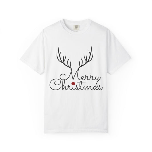 Merry Christmas Reindeer Antlers T-Shirt Printify