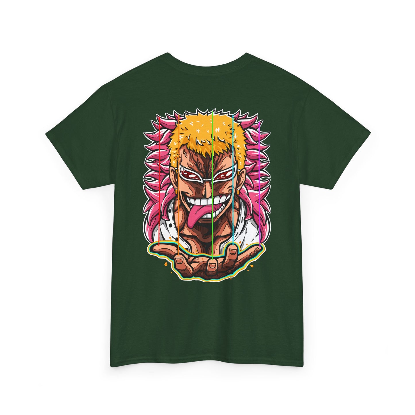 Anime Graphic Tee — Bold Color Manga Villain Back Print
