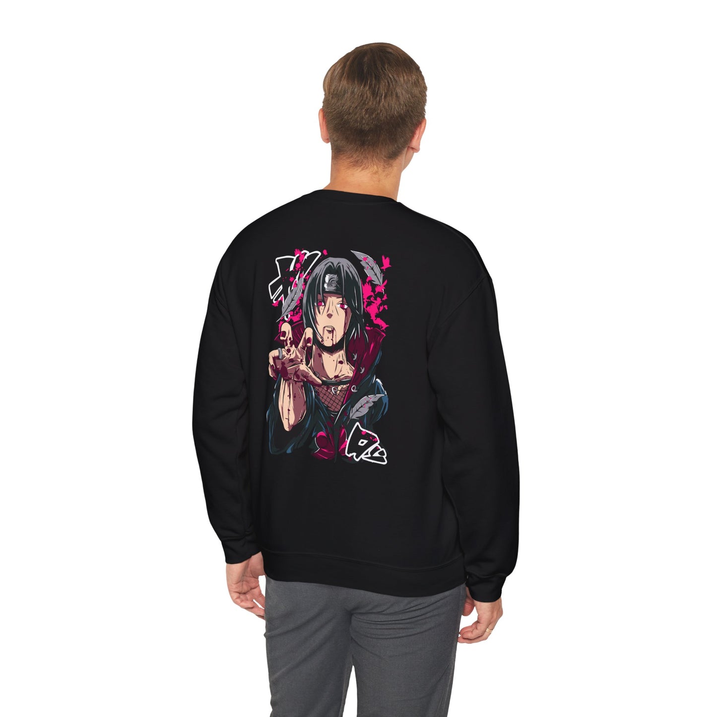 Anime Itachi Uchiha Crewneck Sweatshirt – Vintage Sharingan Graphic