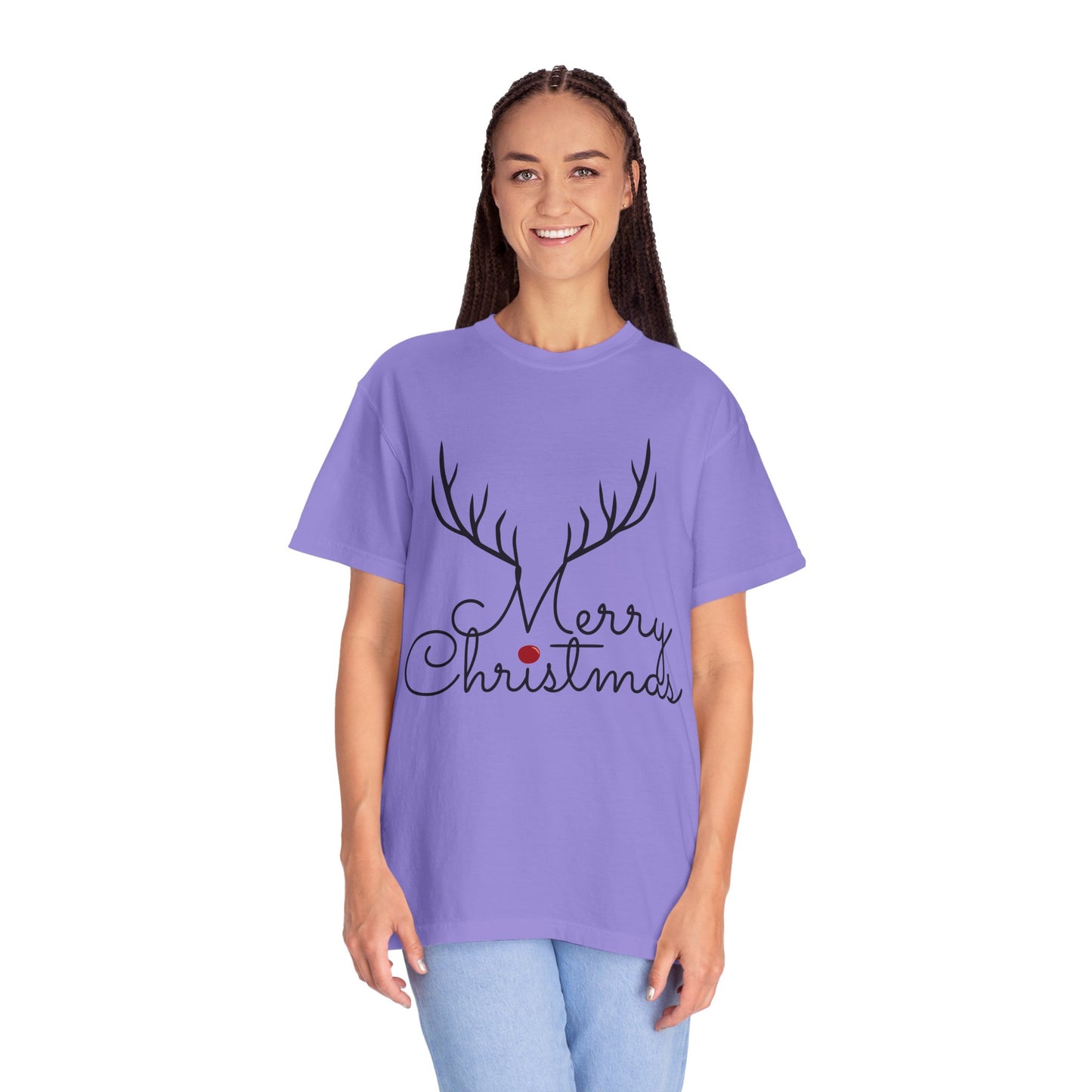 Merry Christmas Reindeer Antlers T-Shirt Printify