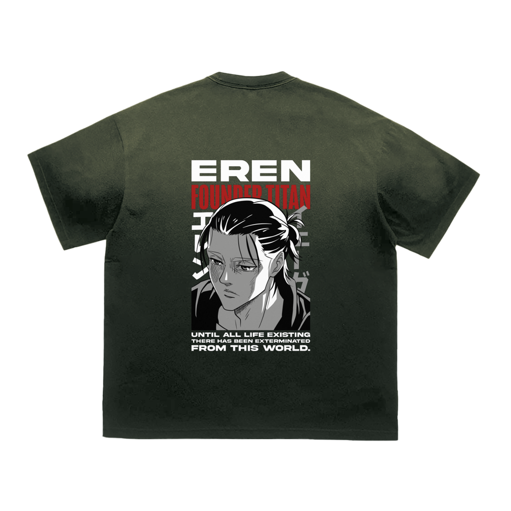 Eren | Attack on Titan | Tiger Stripe Gradient Washed T-Shirt ODMPOD