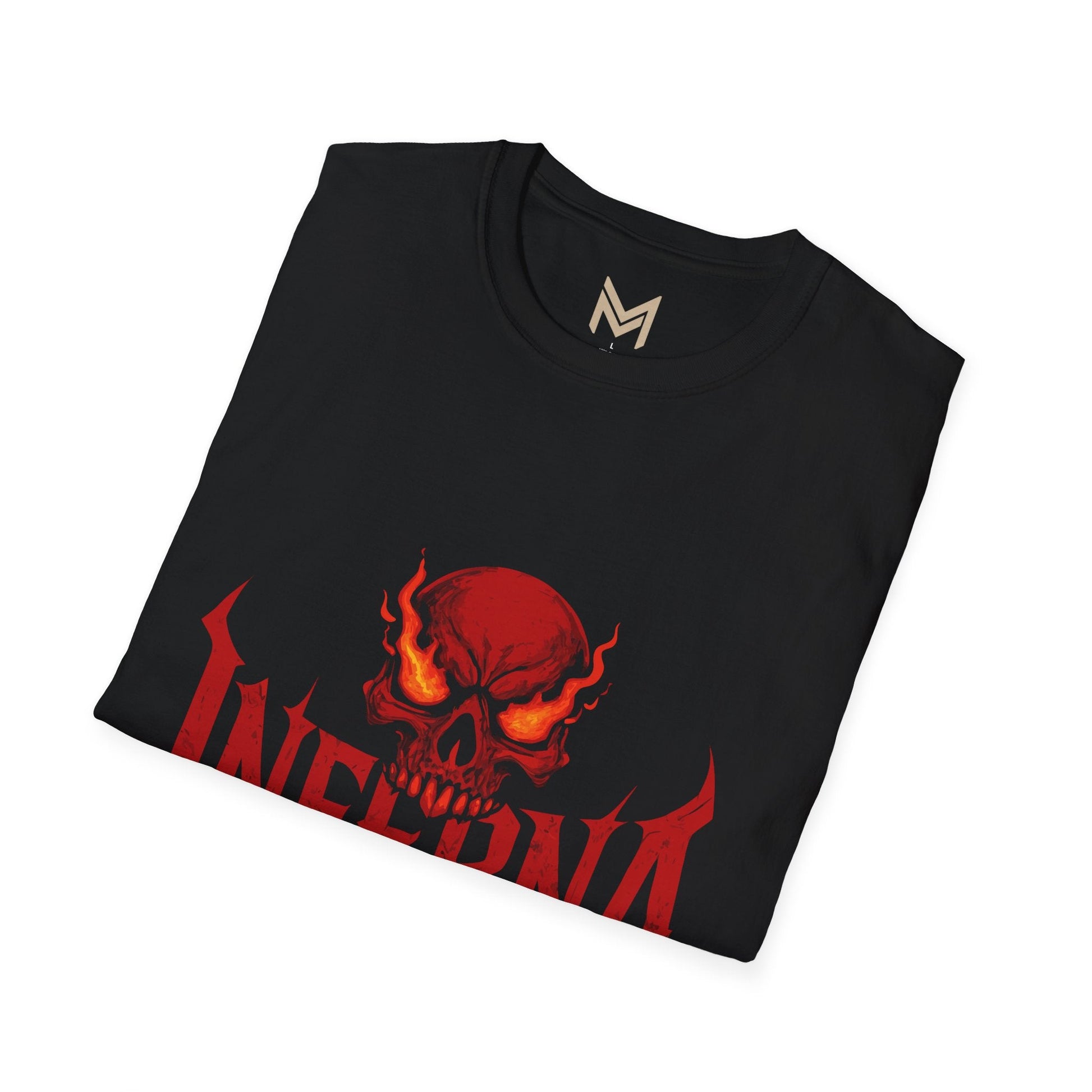 Unisex Softstyle Graphic Tee - Infernally Cool Skull Design, Alternative Fashion, Gift for Gamers, Casual Wear, Halloween Spook Printify