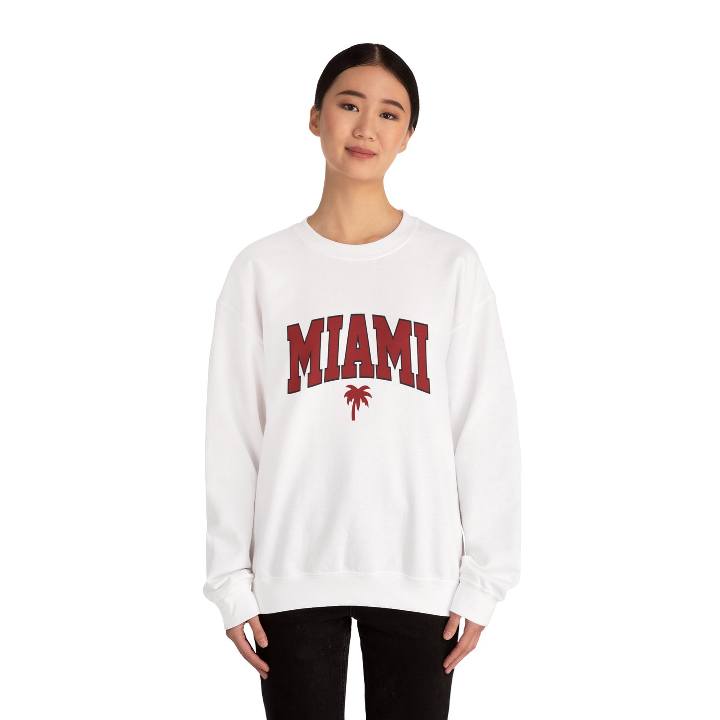 Miami Graphic Crewneck Sweatshirt, Unisex Sweatshirt, Cozy Miami Apparel, Casual Streetwear, Perfect Gift for Sport Lovers Printify