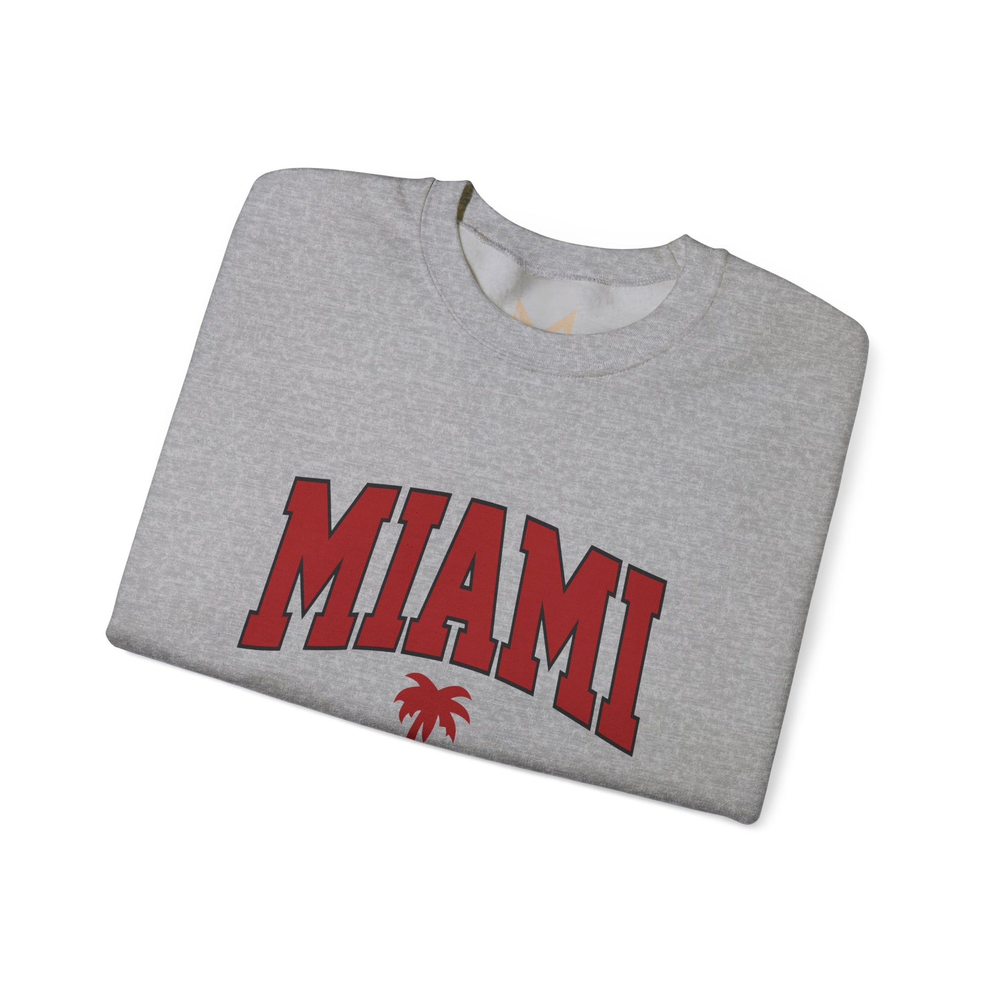 Miami Graphic Crewneck Sweatshirt, Unisex Sweatshirt, Cozy Miami Apparel, Casual Streetwear, Perfect Gift for Sport Lovers Printify