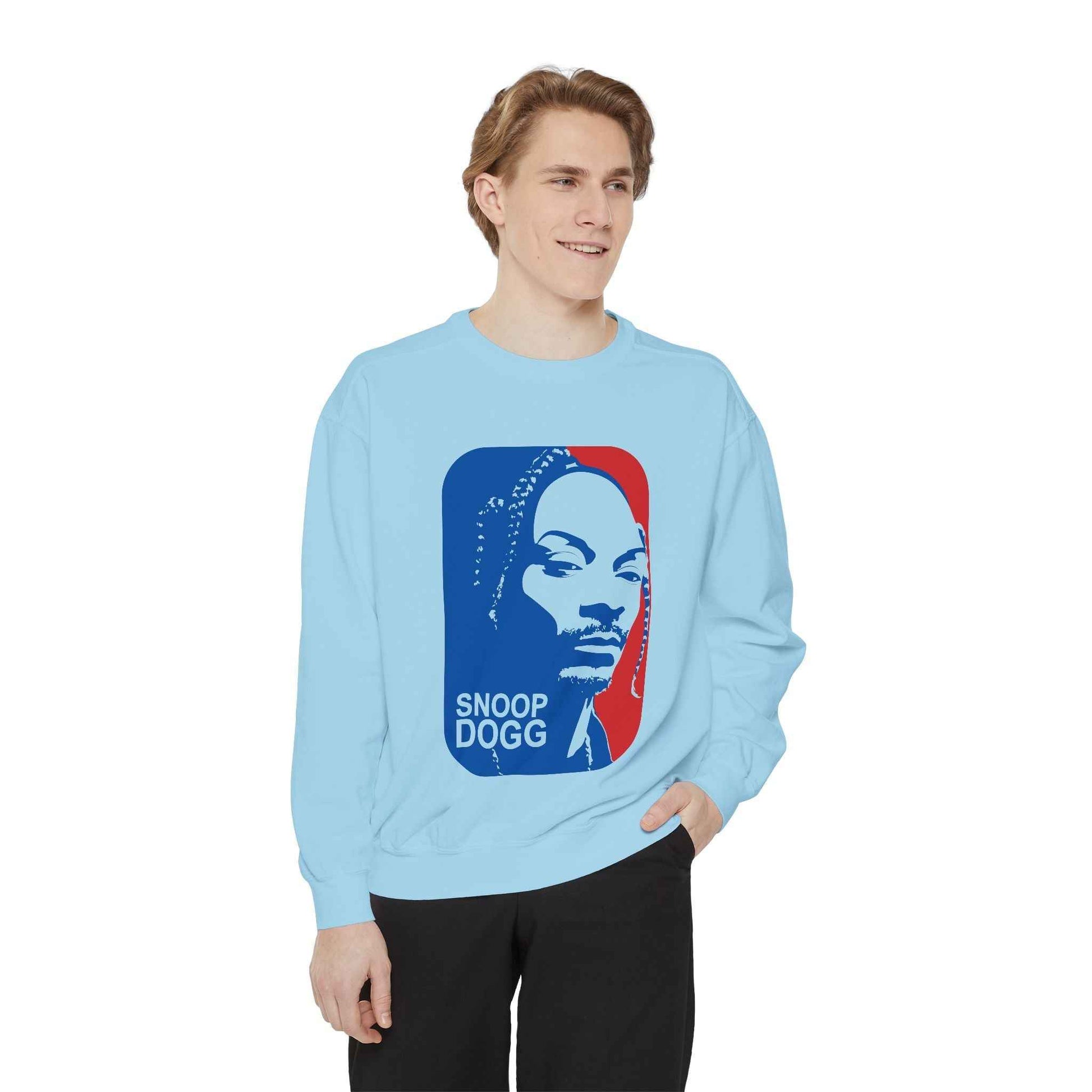 Snoop Dogg Inspired Unisex Garment-Dyed Sweatshirt - Hip Hop Style, Retro Fashion, Streetwear, Gift for Music Lovers, Cozy Apparel