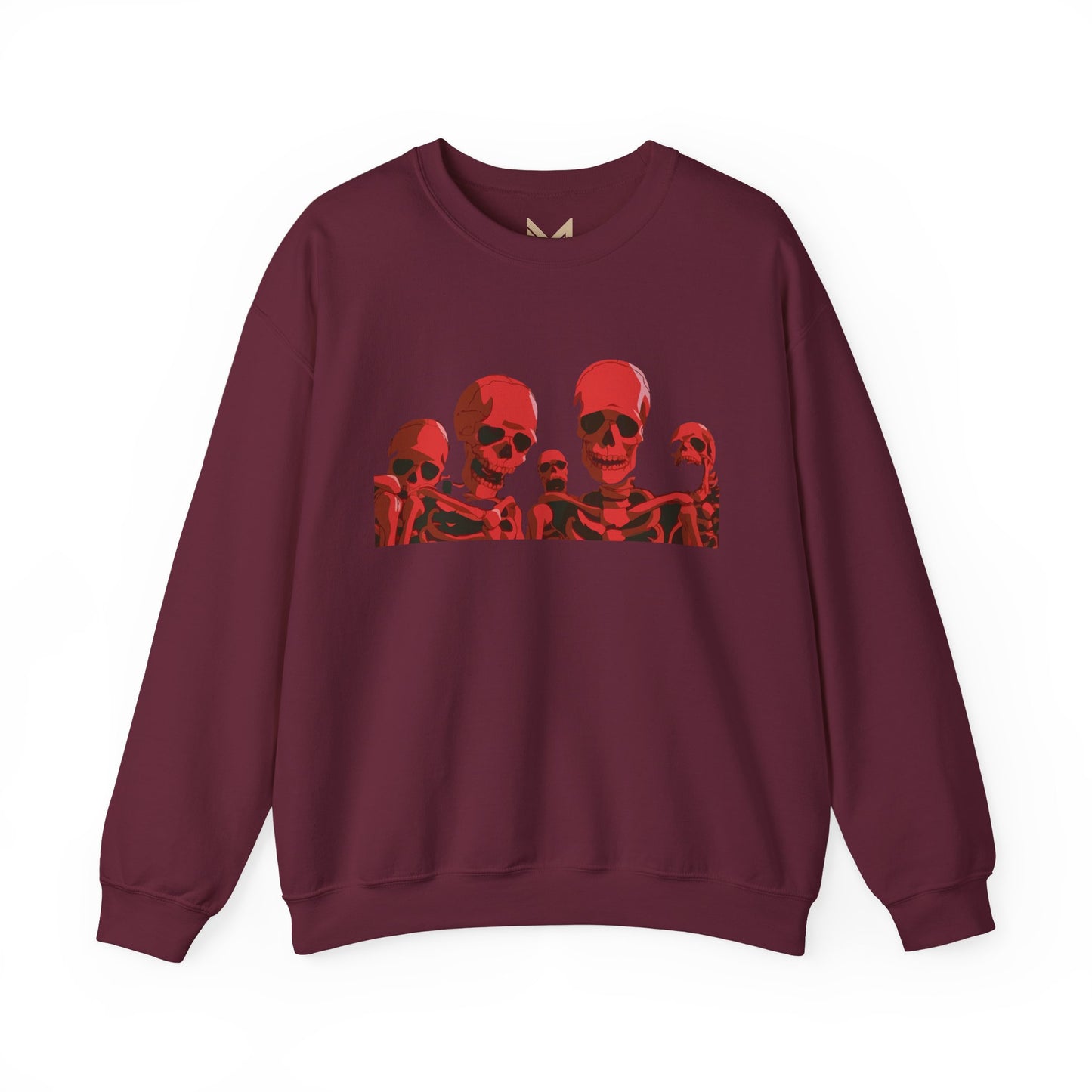 Red Skull Crewneck Sweatshirt Printify