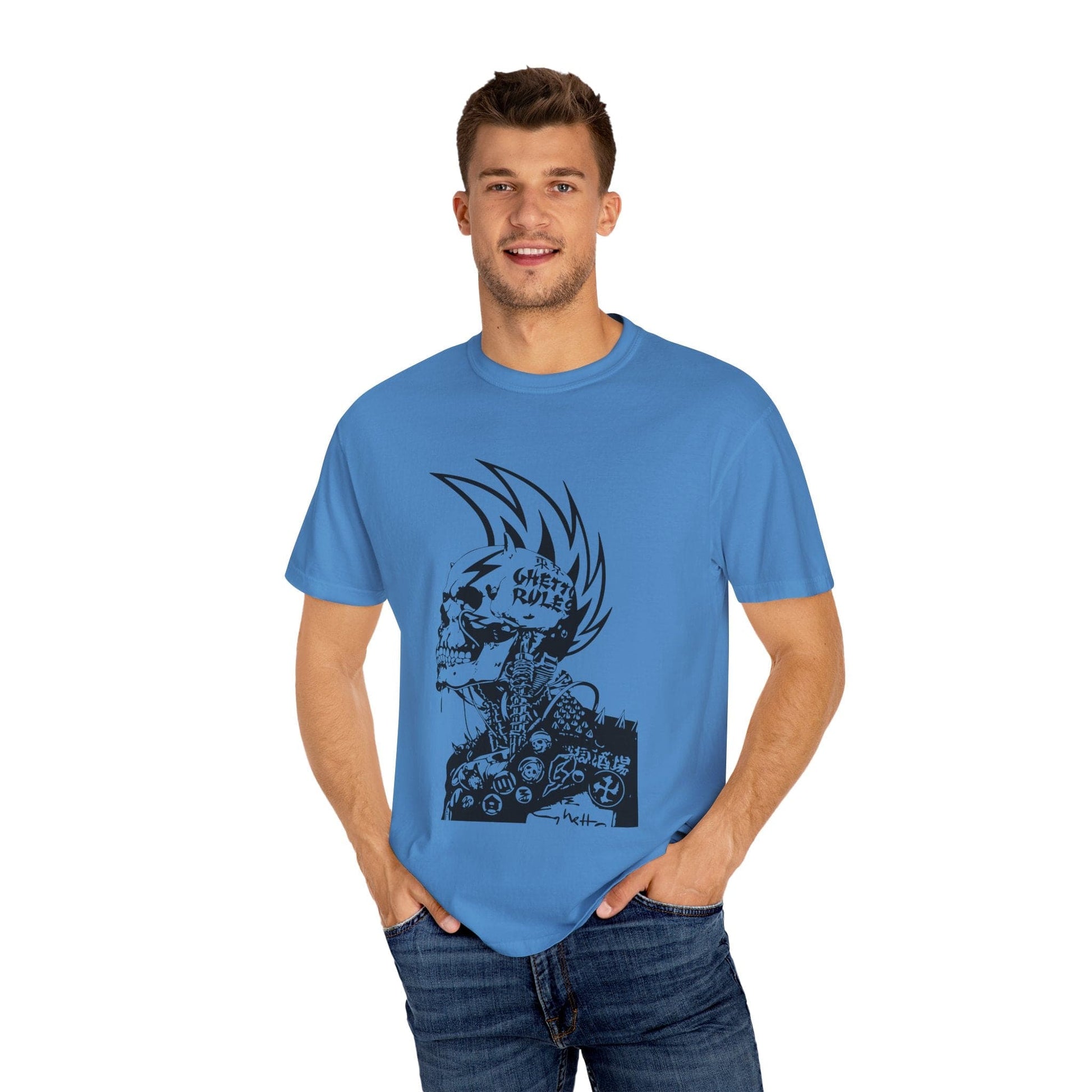 Punk Skull Graphic T-shirt for Unisex, Emo Fashion Tee, Edgy Streetwear, Gift for Music Lovers, Halloween Costume - Maklenn