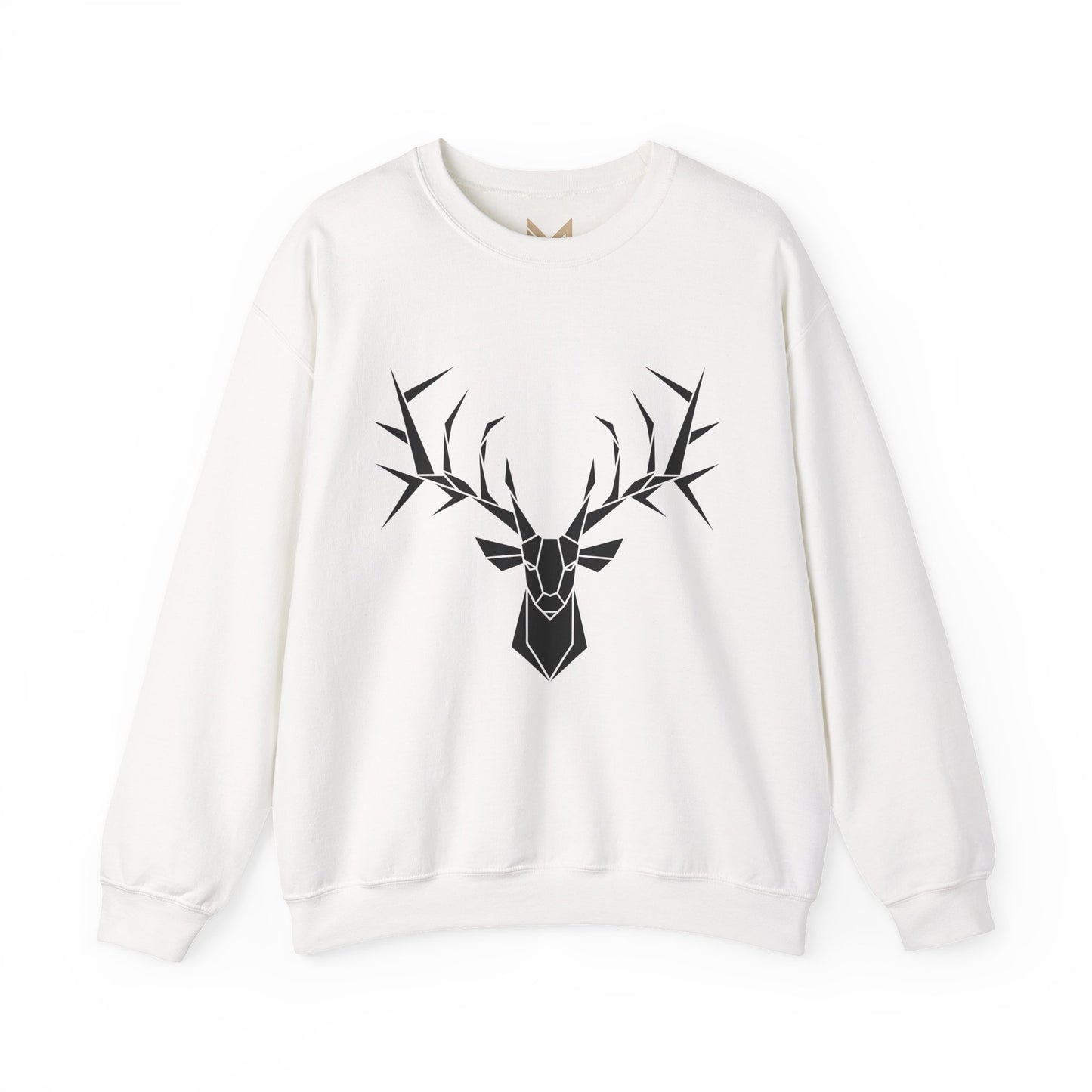 Geometric Stag Crewneck Sweatshirt — Minimal Black Deer Graphic Printify