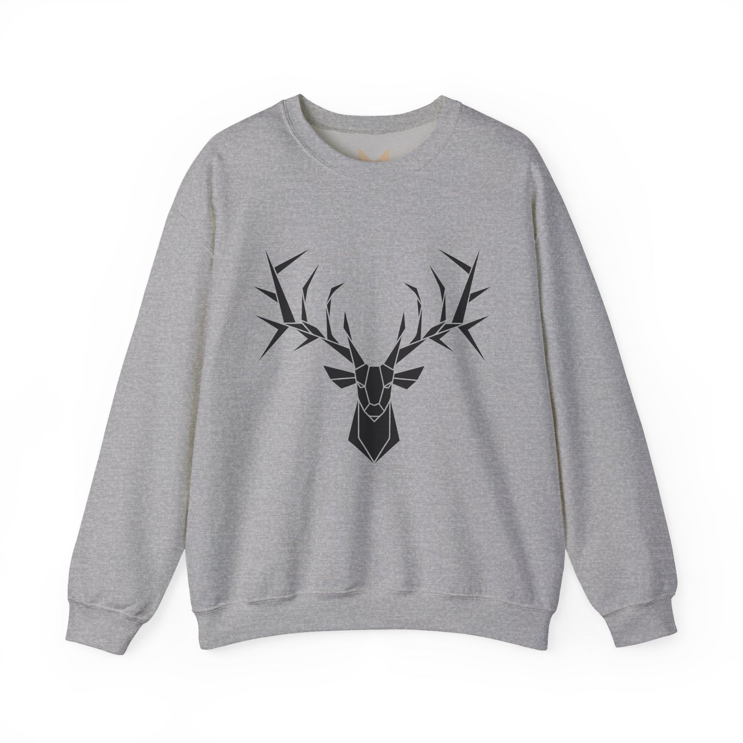 Geometric Stag Crewneck Sweatshirt — Minimal Black Deer Graphic Printify