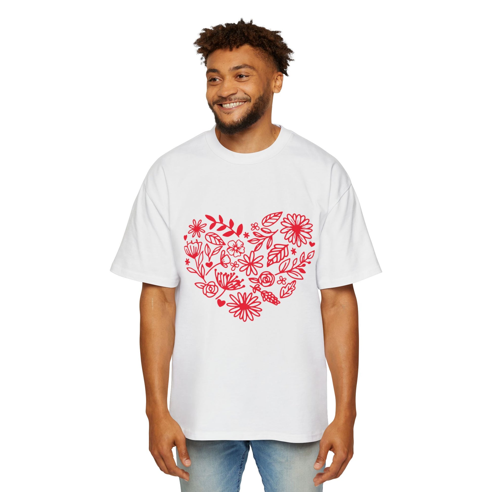 Romantic Floral Oversized Tee - Perfect for Valentine's Day, Casual Wear, Gift for Him, Comfortable Fashion, Everyday Style Printify