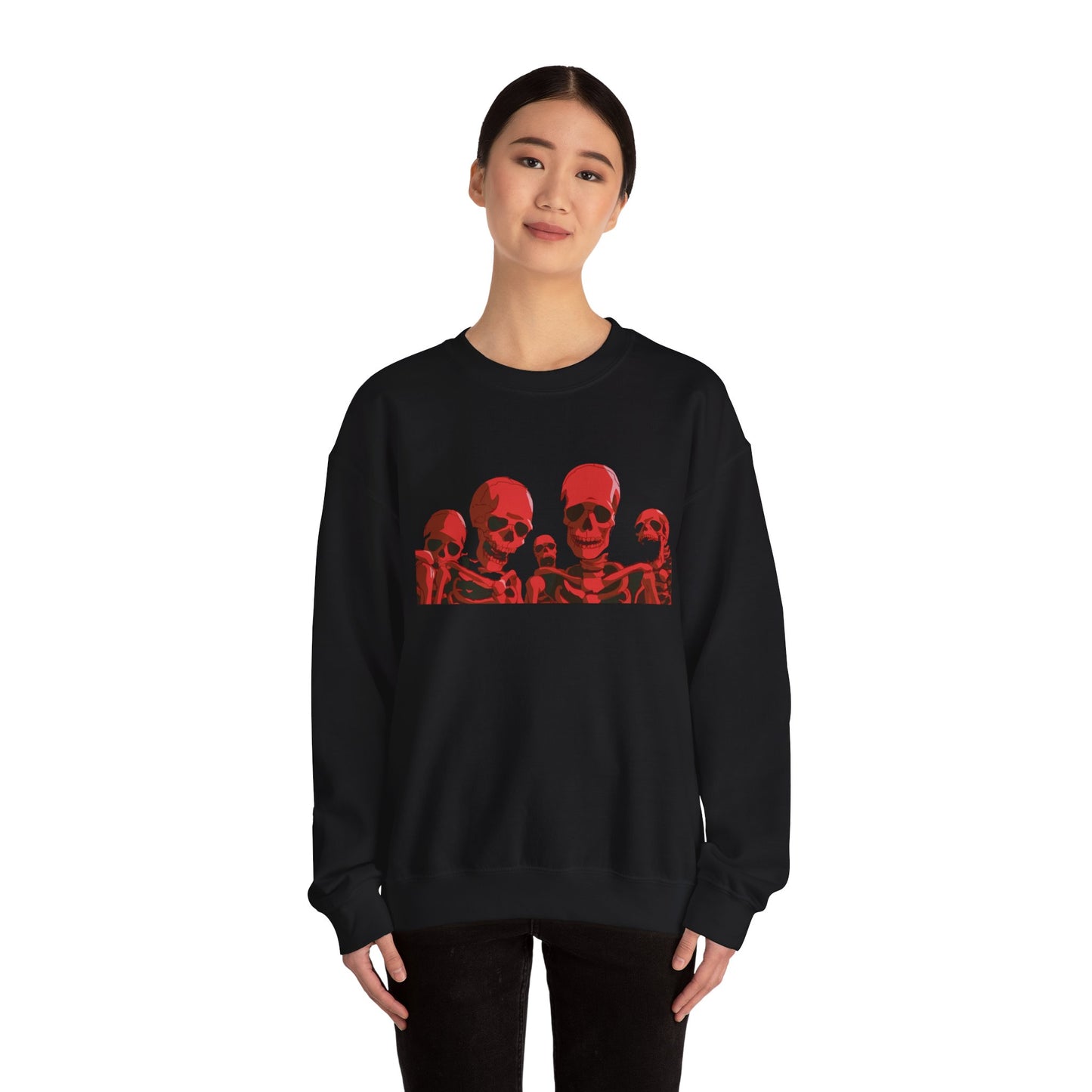 Red Skull Crewneck Sweatshirt Printify