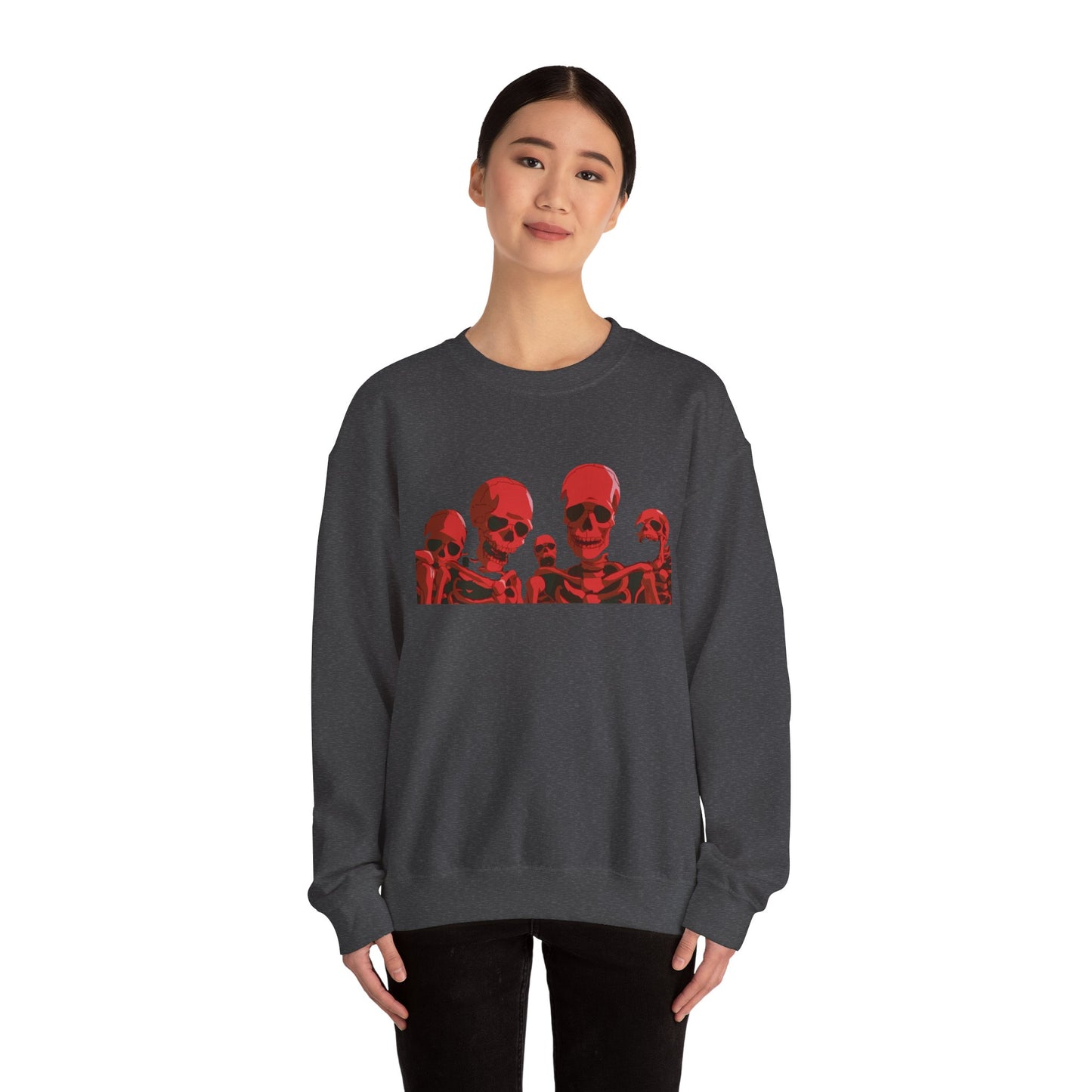 Red Skull Crewneck Sweatshirt Printify