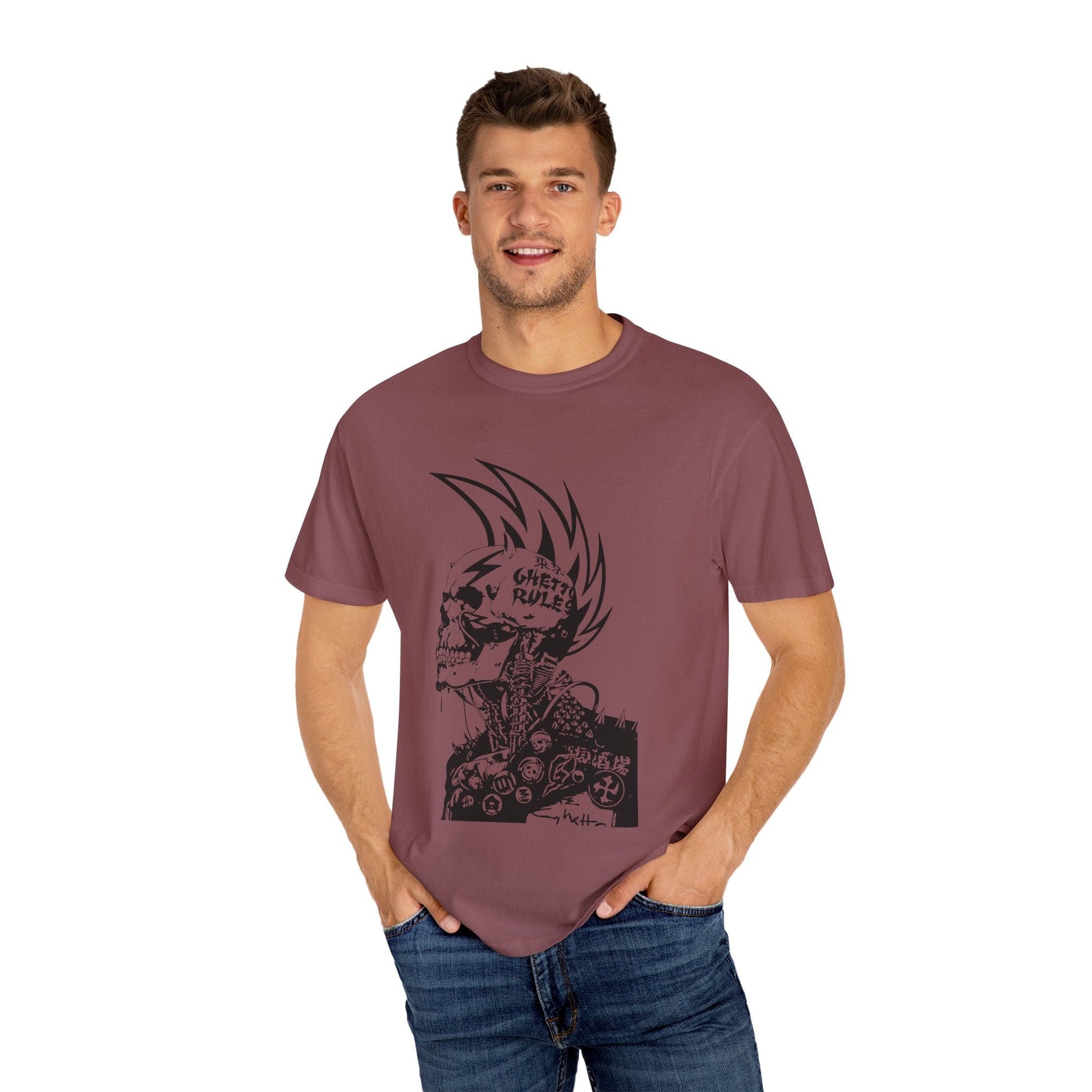 Punk Skull Graphic T-shirt for Unisex, Emo Fashion Tee, Edgy Streetwear, Gift for Music Lovers, Halloween Costume - Maklenn