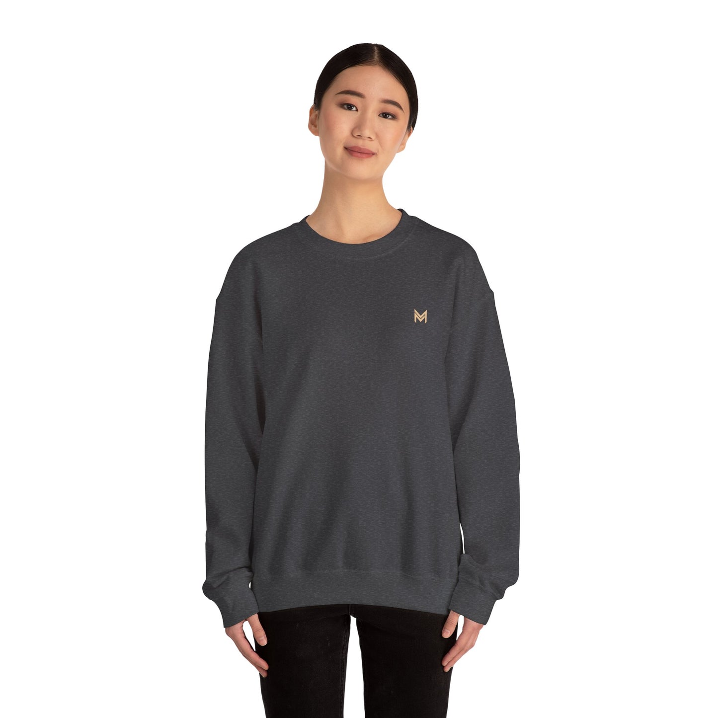 Creepy Grinning Face Crewneck Sweatshirt — Horror Graphic Pullover Printify