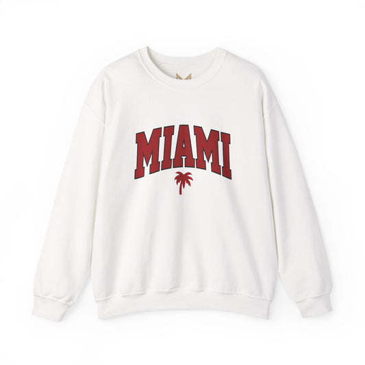 Miami Graphic Crewneck Sweatshirt, Unisex Sweatshirt, Cozy Miami Apparel, Casual Streetwear, Perfect Gift for Sport Lovers Printify