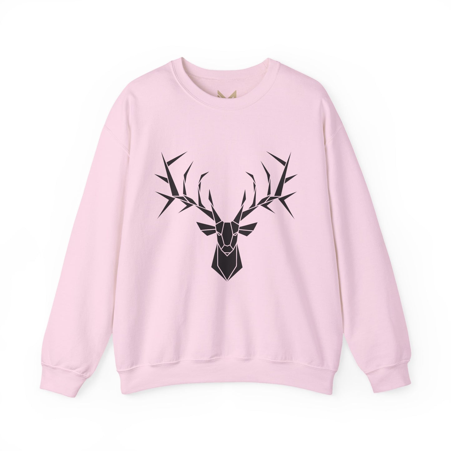 Geometric Stag Crewneck Sweatshirt — Minimal Black Deer Graphic Printify
