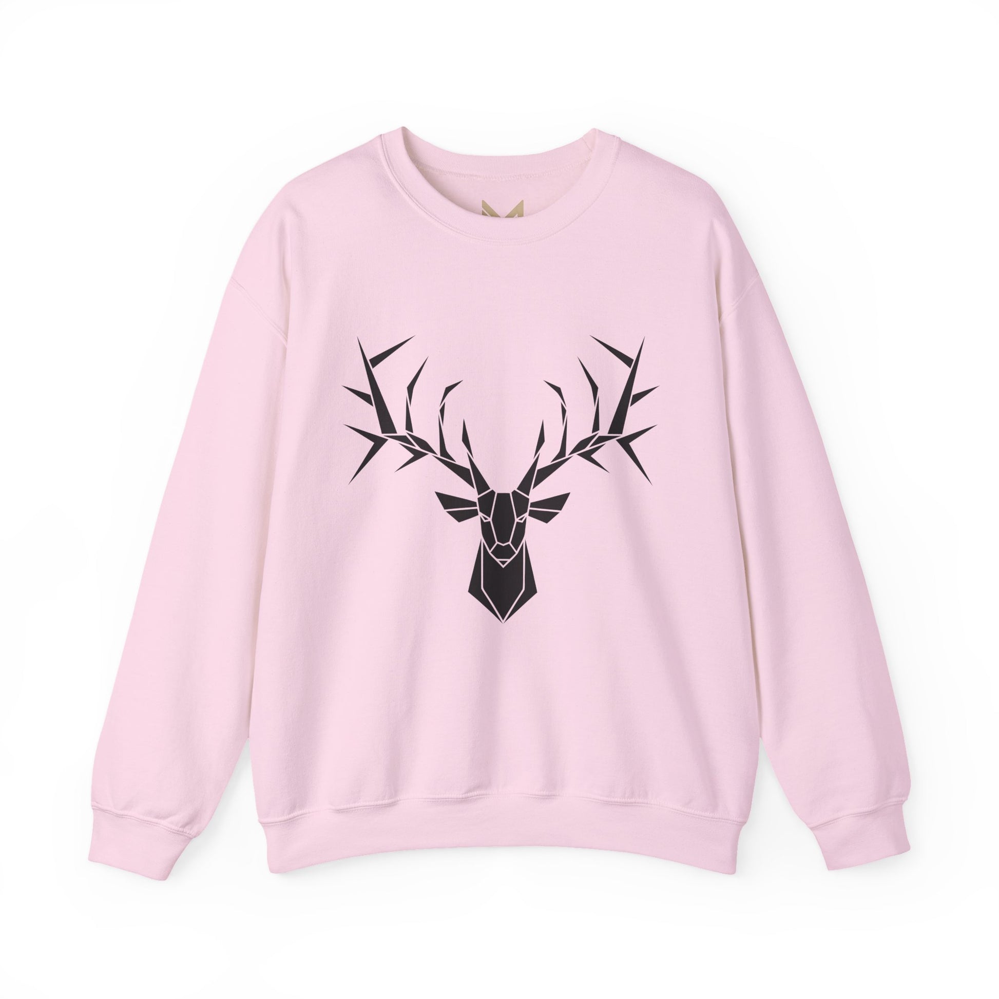 Geometric Stag Crewneck Sweatshirt — Minimal Black Deer Graphic Printify