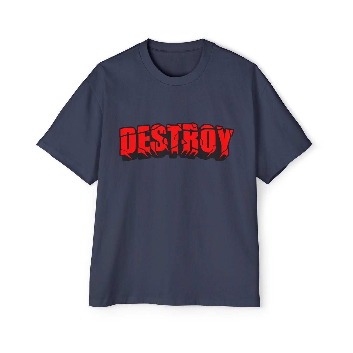 Men's Oversized Graphic Tee - DESTROY, Casual Streetwear, Unisex Fashion, Trendy Men's Shirt, Gift for Him, Everyday Wear - Maklenn