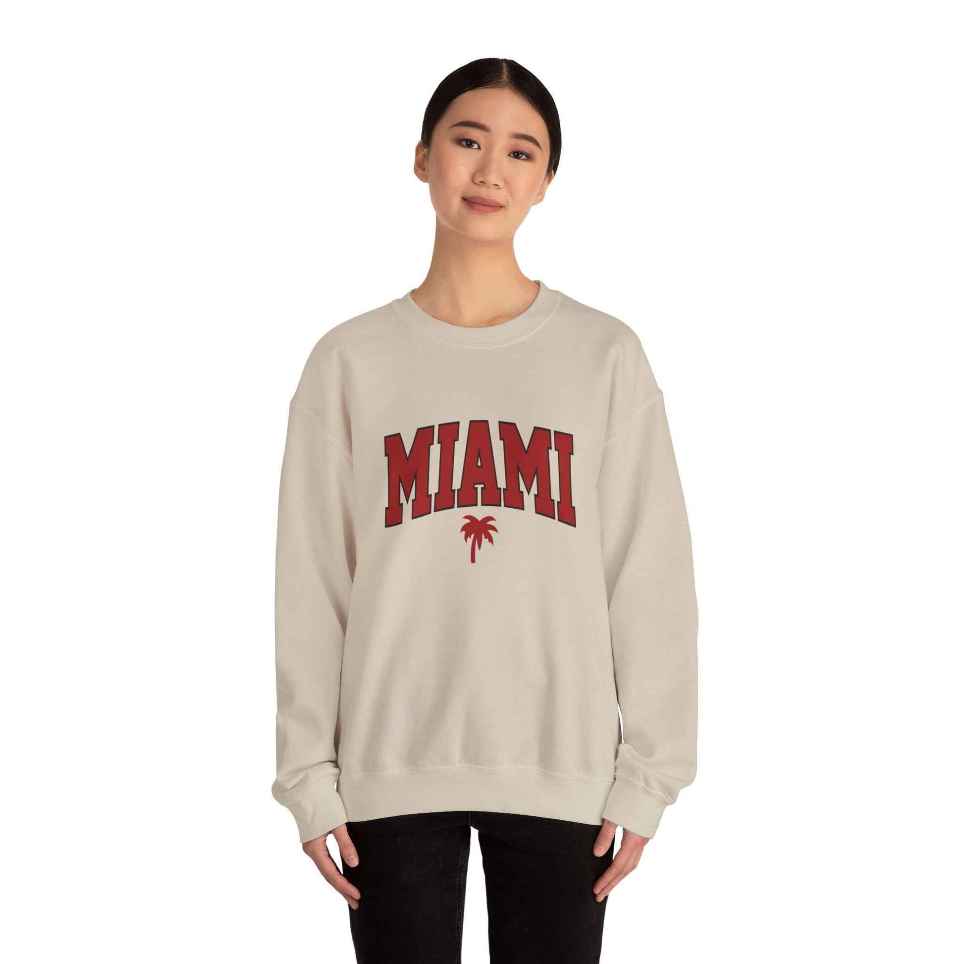 Miami Graphic Crewneck Sweatshirt, Unisex Sweatshirt, Cozy Miami Apparel, Casual Streetwear, Perfect Gift for Sport Lovers