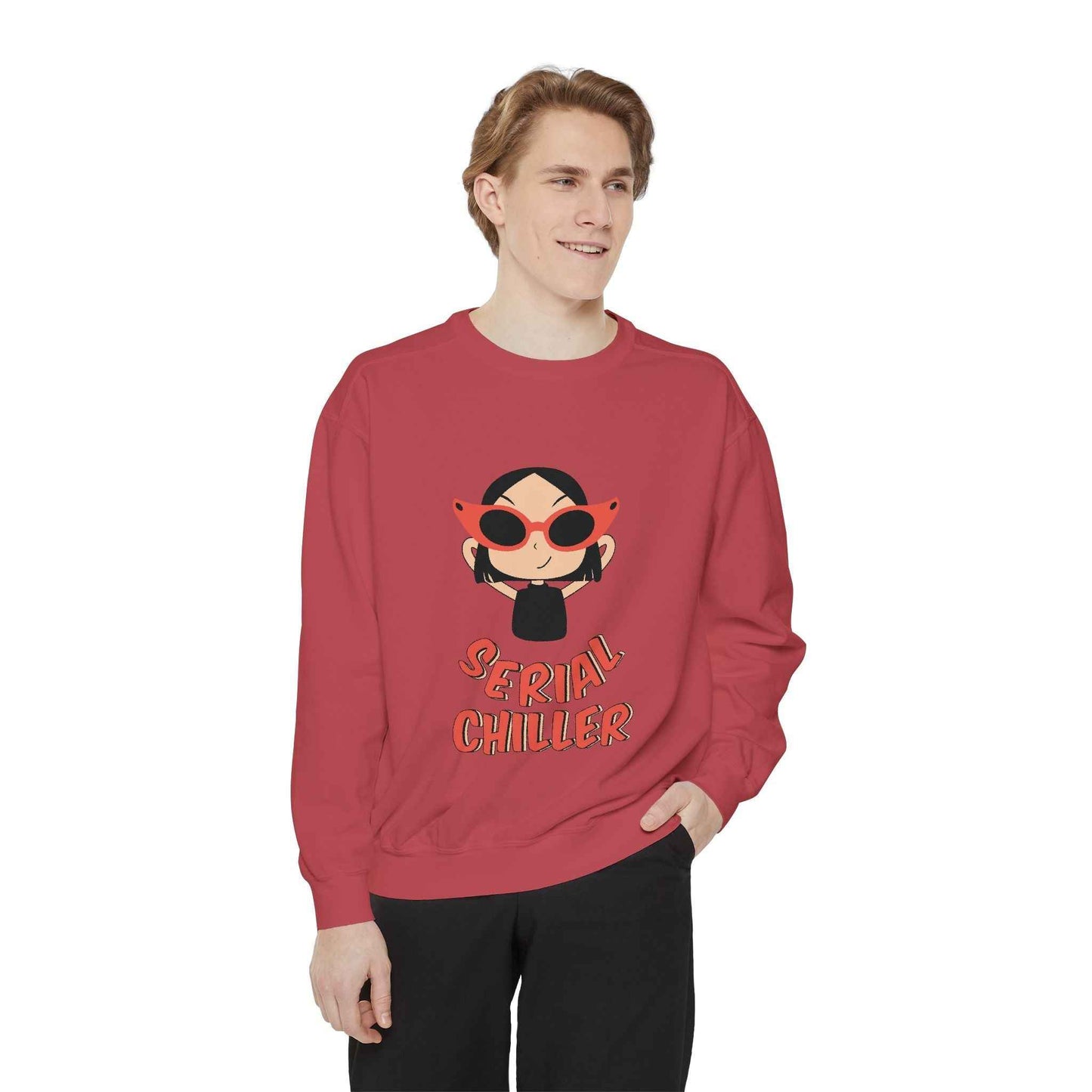 Serial Chiller Unisex Garment-Dyed Sweatshirt, Cozy Casual Wear, Gift for Relaxed Vibes, Cute Lounge Sweatshirt, Streetwear Style, [...]
