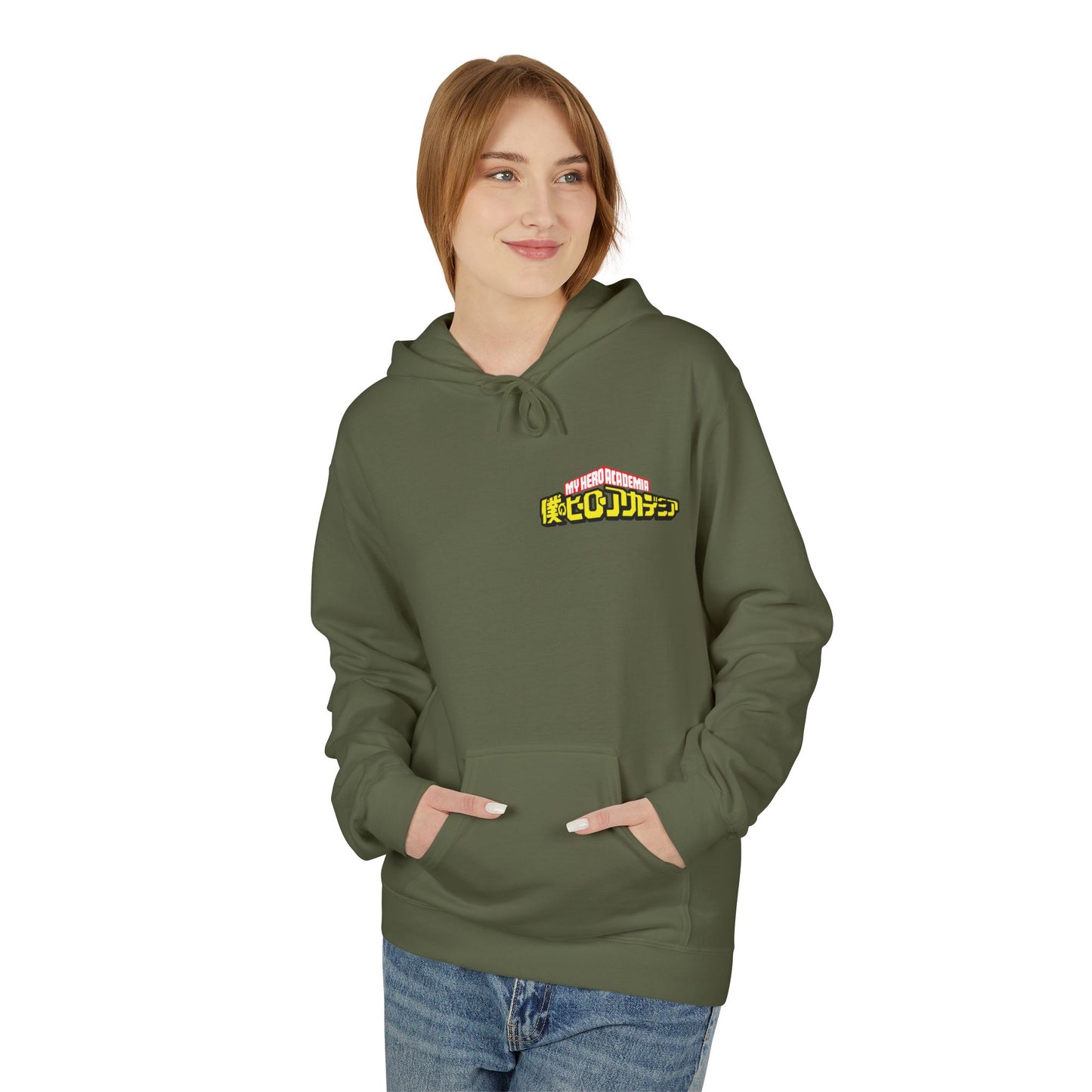 Anime Hero Duo Hoodie — Action Back Print with Japanese Logo