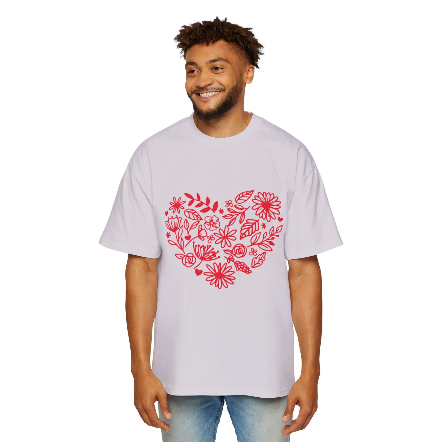 Romantic Floral Oversized Tee - Perfect for Valentine's Day, Casual Wear, Gift for Him, Comfortable Fashion, Everyday Style Printify
