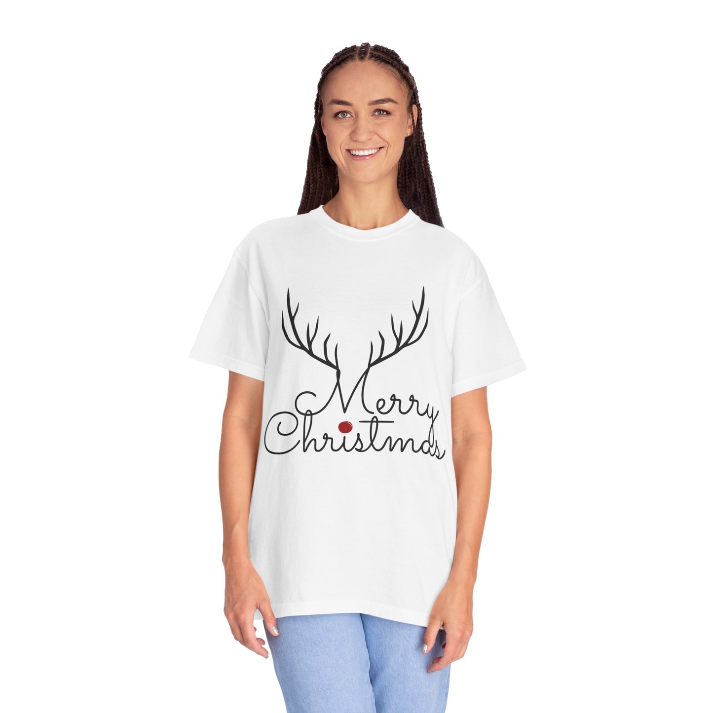 Merry Christmas Reindeer Antlers T-Shirt Printify