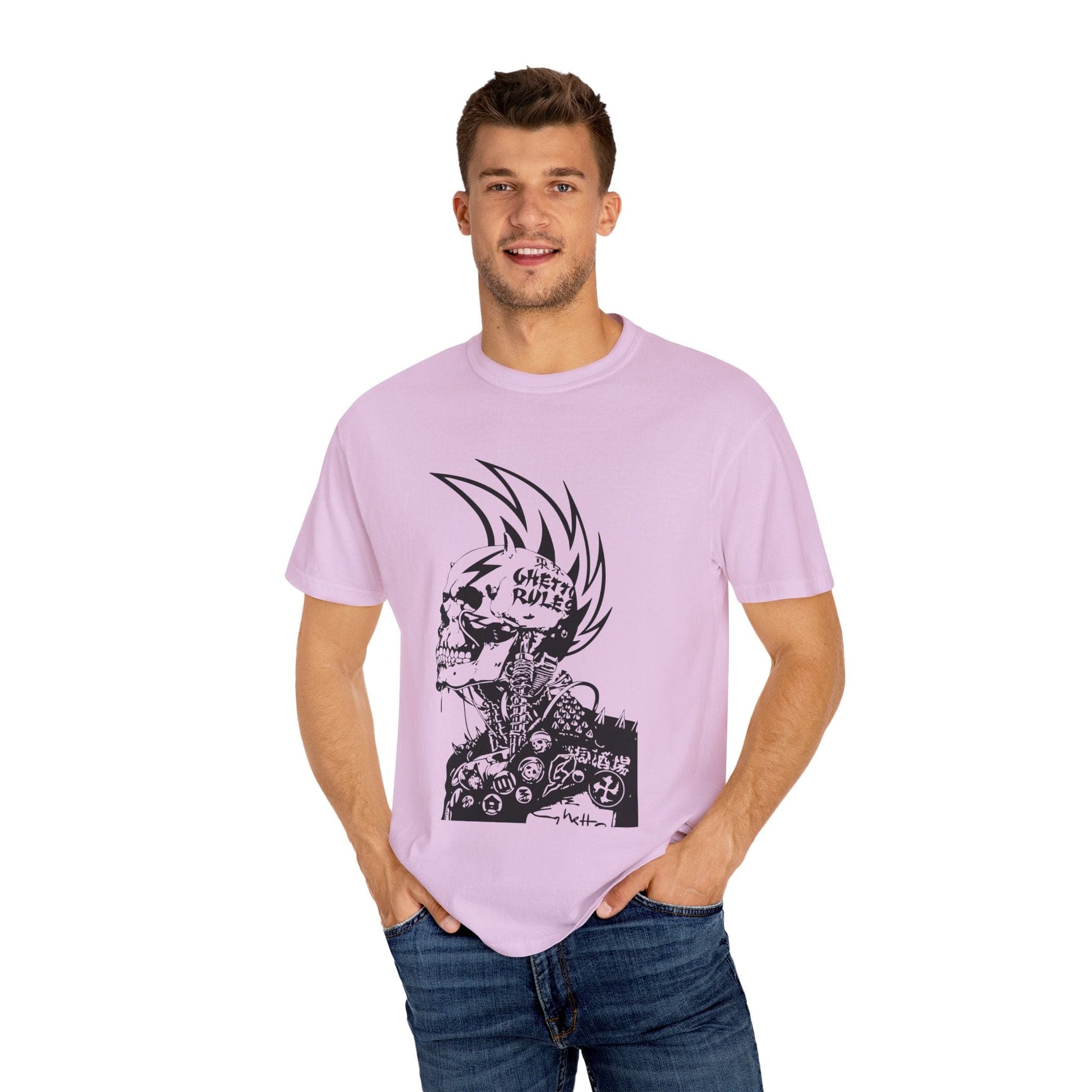 Punk Skull Graphic T-shirt for Unisex, Emo Fashion Tee, Edgy Streetwear, Gift for Music Lovers, Halloween Costume - Maklenn