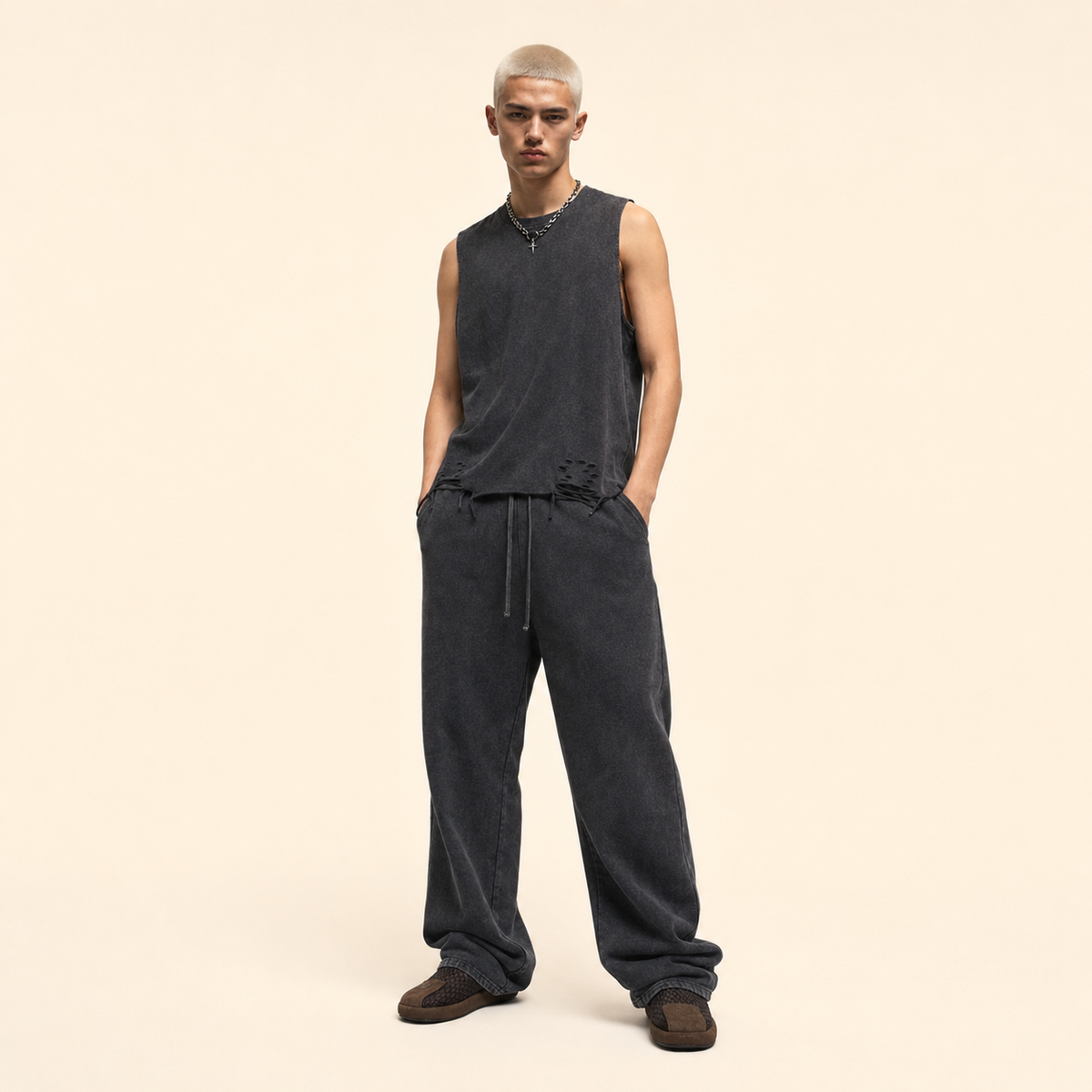 Maklenn Reserve | Snow Wash Tank Top & Pants Set