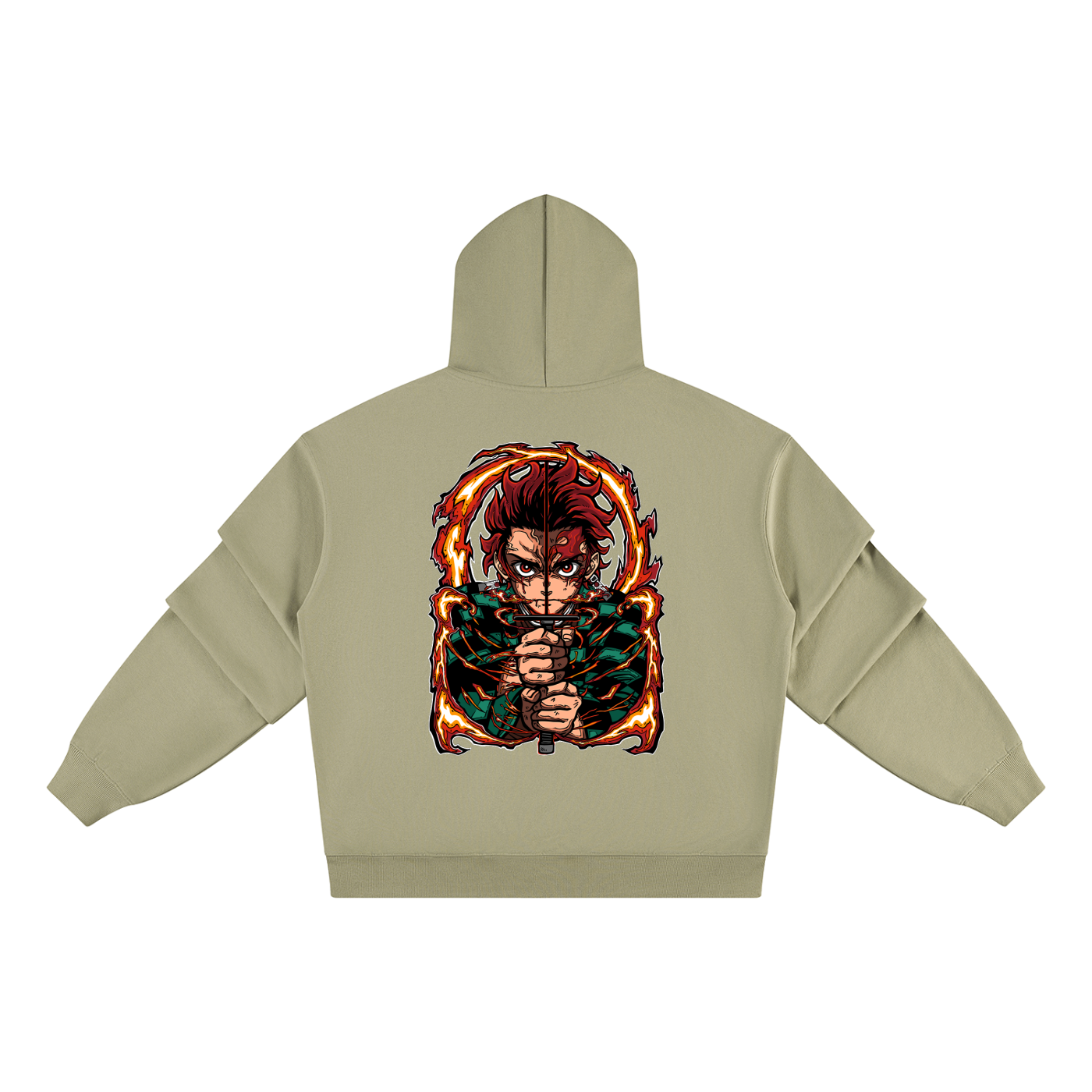 Kamado Tanjiro | Demon Slayer | Unisex Heavyweight Ruched Sleeves Hoodie ODMPOD