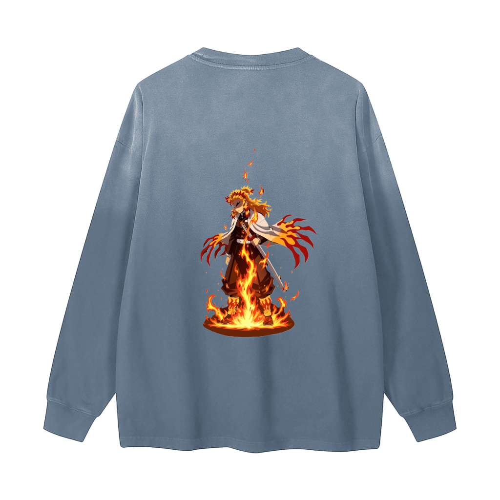 Kyōjurō Rengoku | Demon Slayer | Gradient Washed Long Sleeve T-Shirt ODMPOD