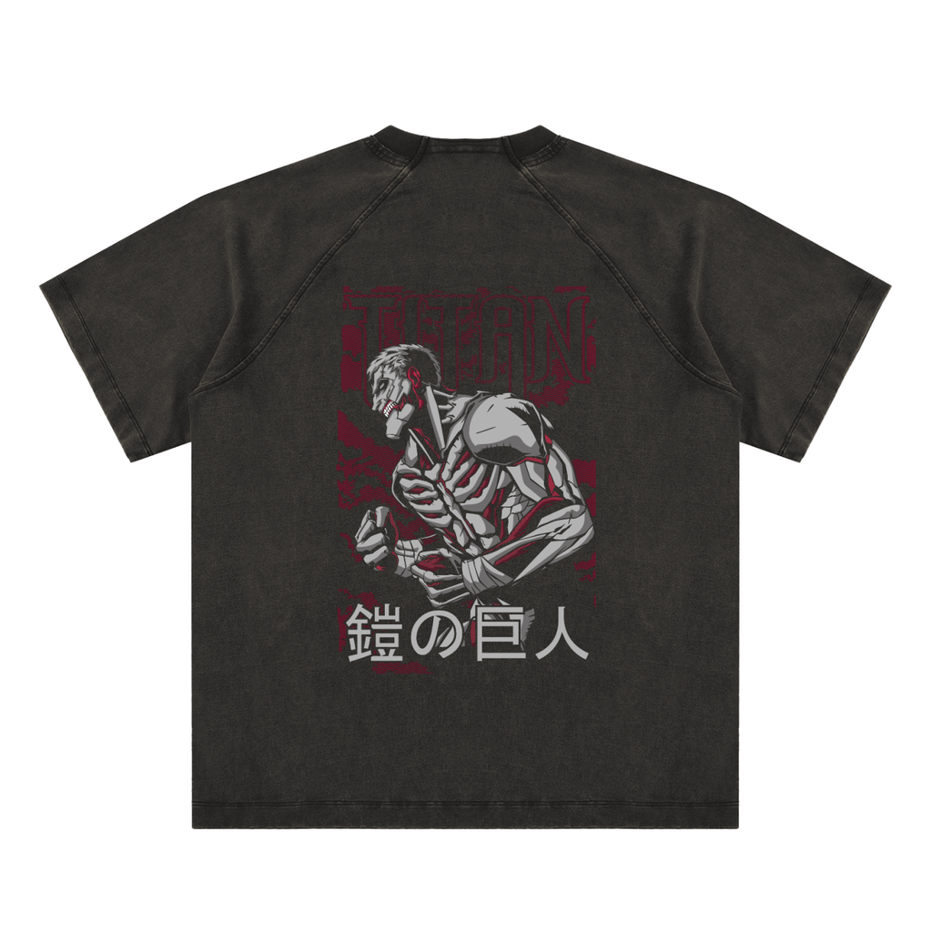 Armoured Titan | Attack On Titan | Vintage Washed Raglan Cotton T-Shirt ODMPOD