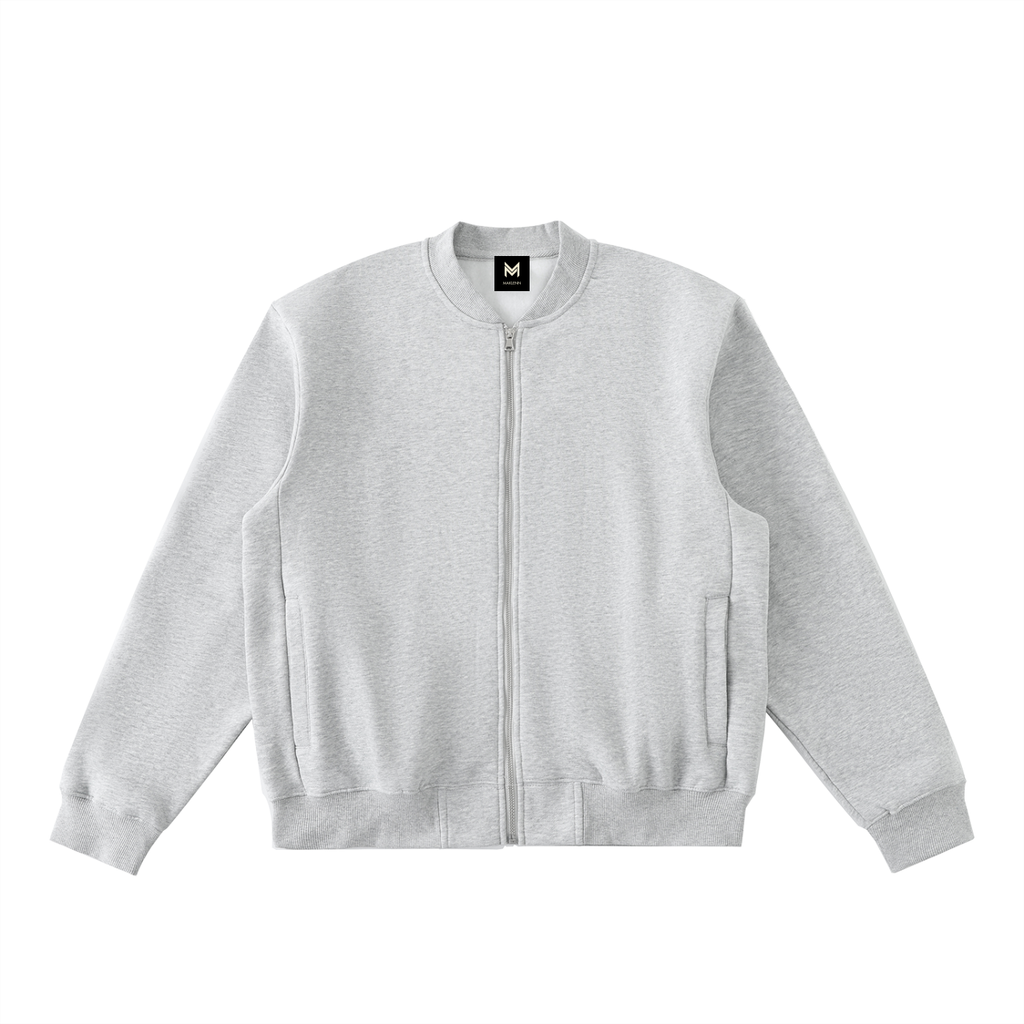 Essential Zip-Up Fleeced Varsity Jacket