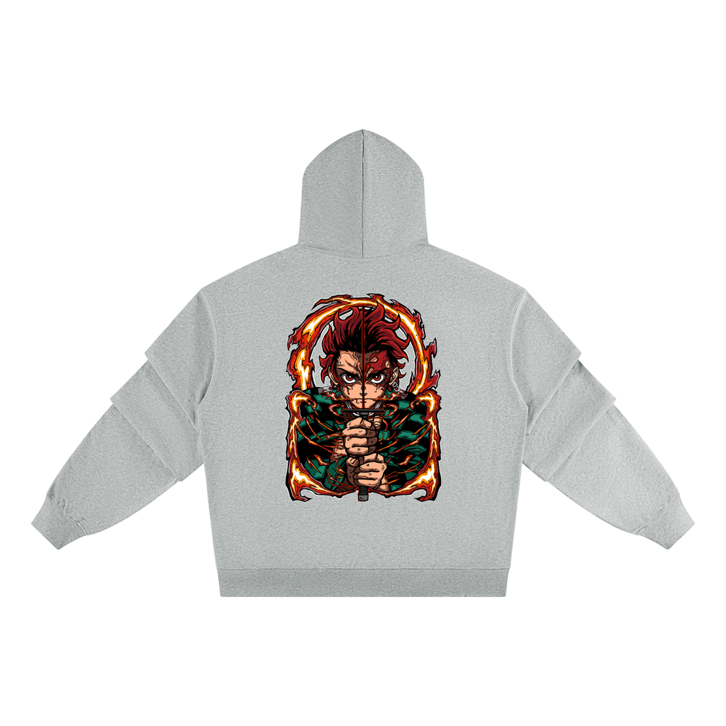 Kamado Tanjiro | Demon Slayer | Unisex Heavyweight Ruched Sleeves Hoodie ODMPOD