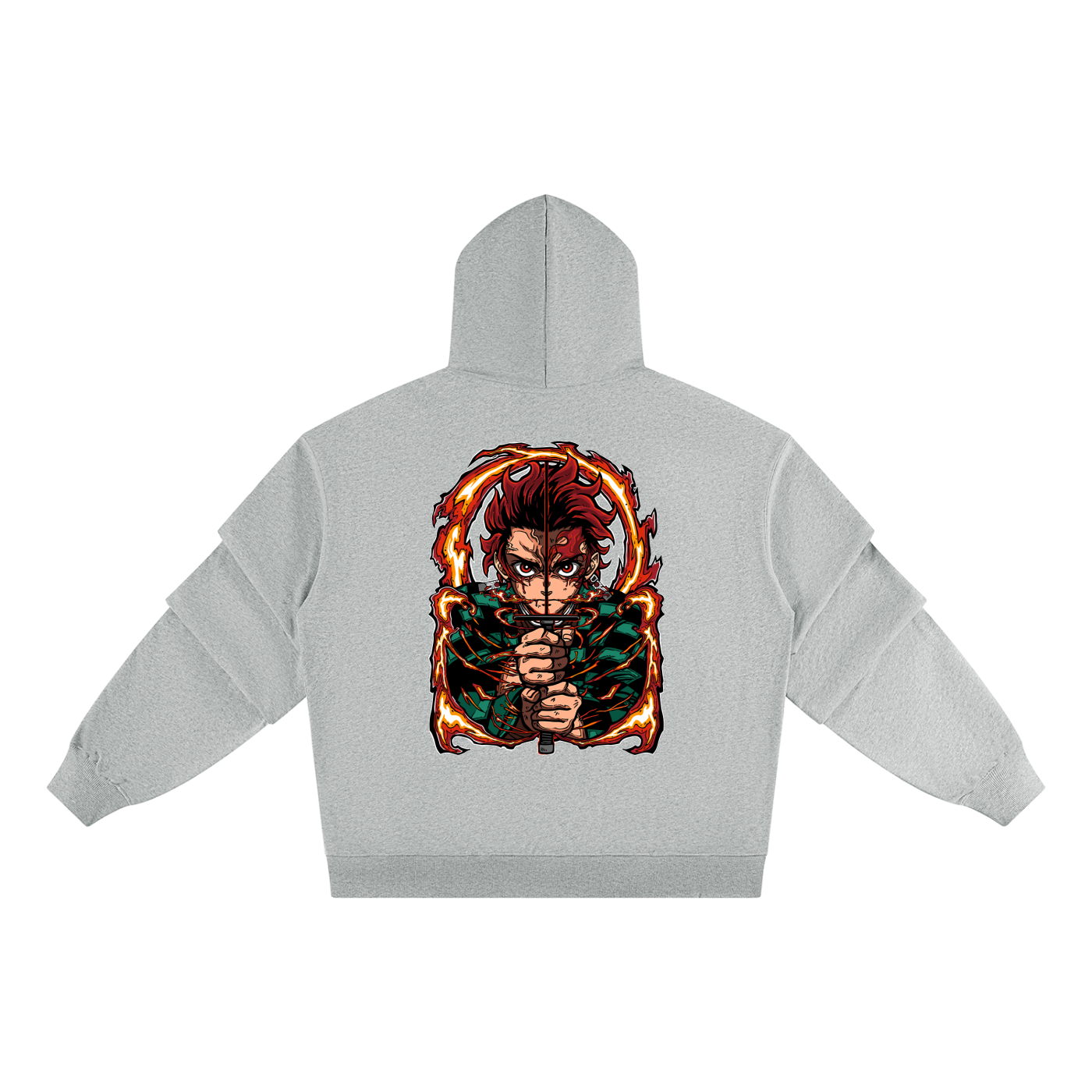 Kamado Tanjiro | Demon Slayer | Unisex Heavyweight Ruched Sleeves Hoodie ODMPOD